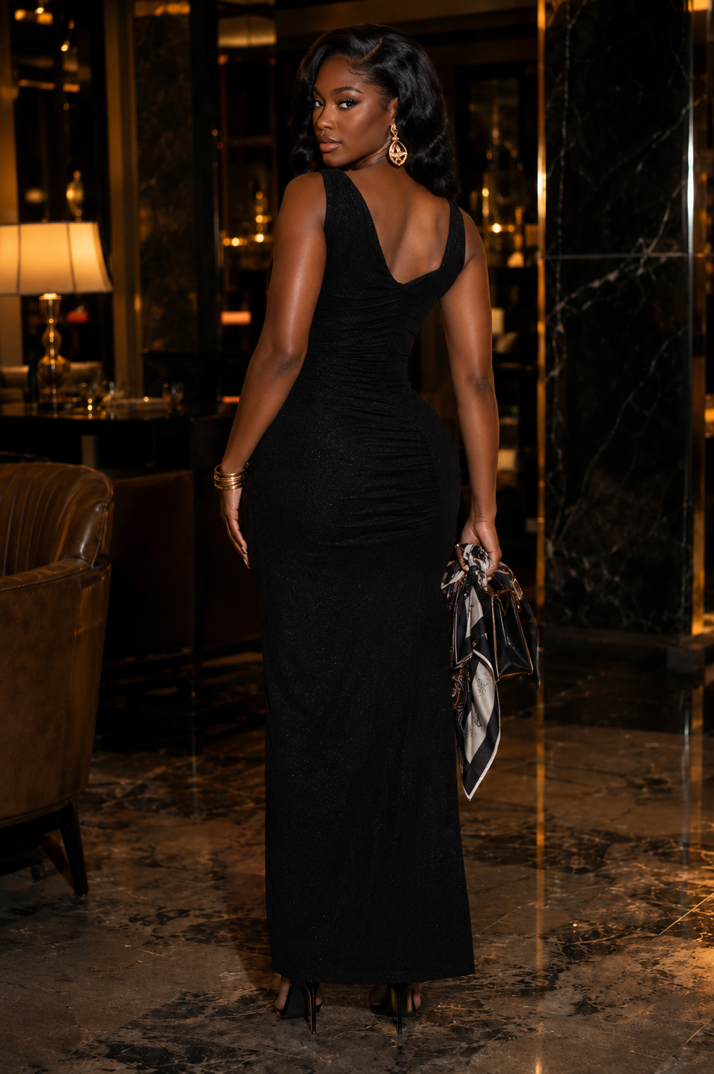 Midnight Spark One-Shoulder Slit Maxi Dress