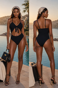 Cutout Tie-Front One-Piece Swimsuit Rose In Concrete 🥀