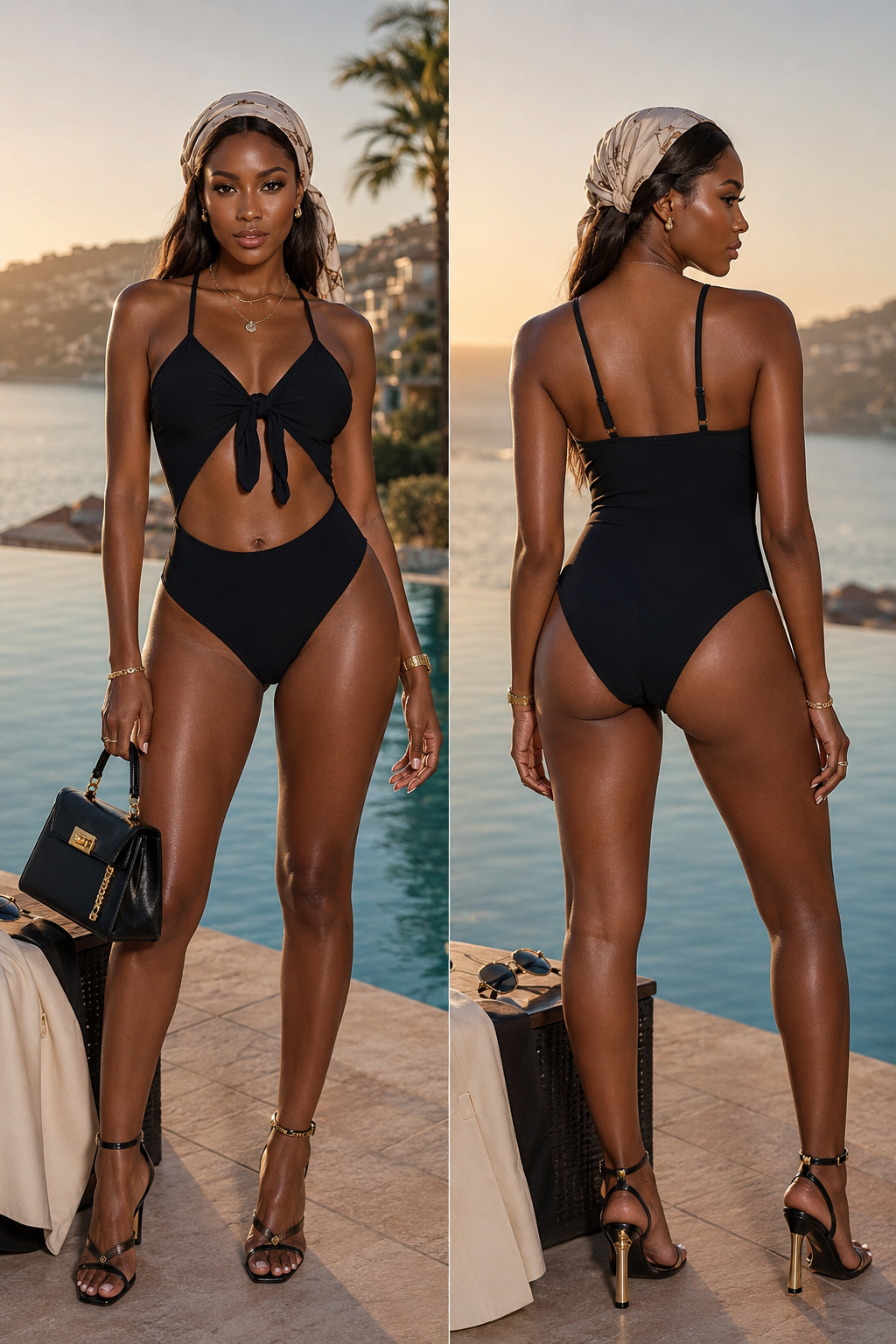 Cutout Tie-Front One-Piece Swimsuit