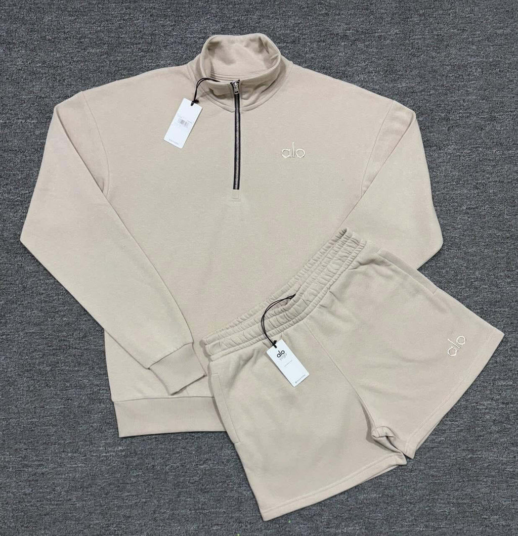 Quarter Zip Pullover & Shorts Premium Lounge Set
