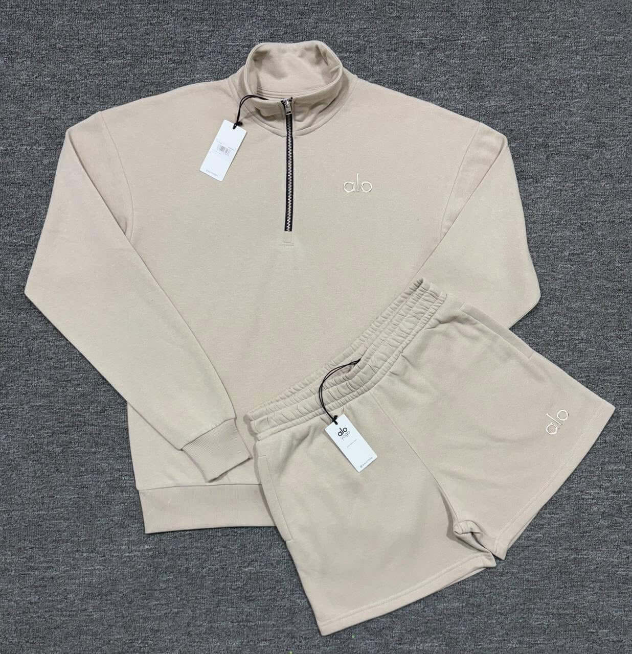 Quarter Zip Pullover & Shorts Premium Lounge Set
