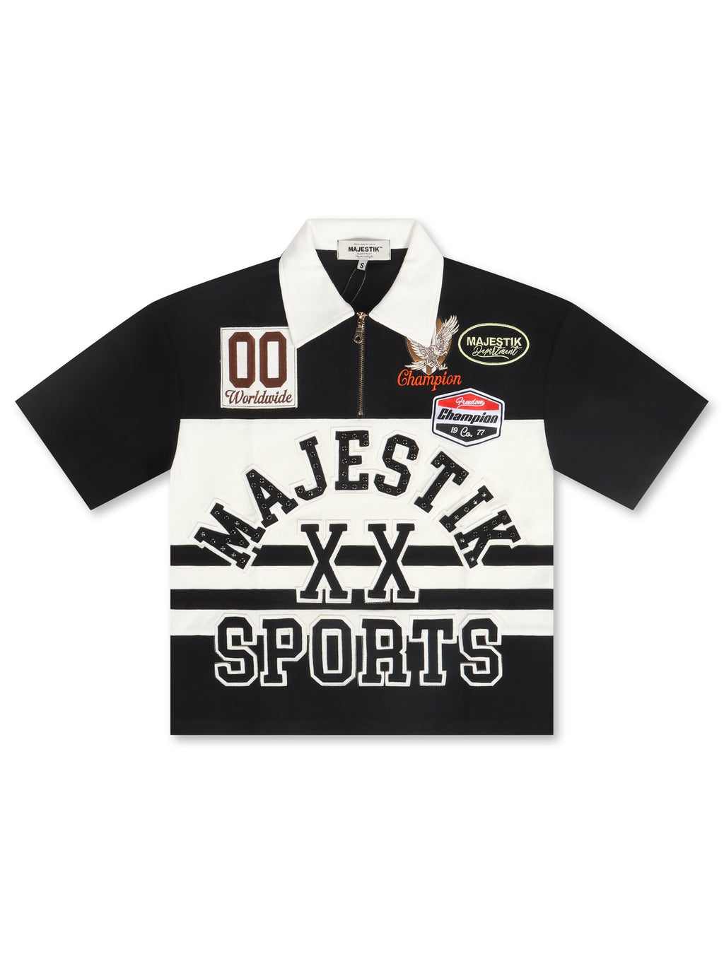 Majestik Pique Cut and Sewn Quarter Zip Polo - Black