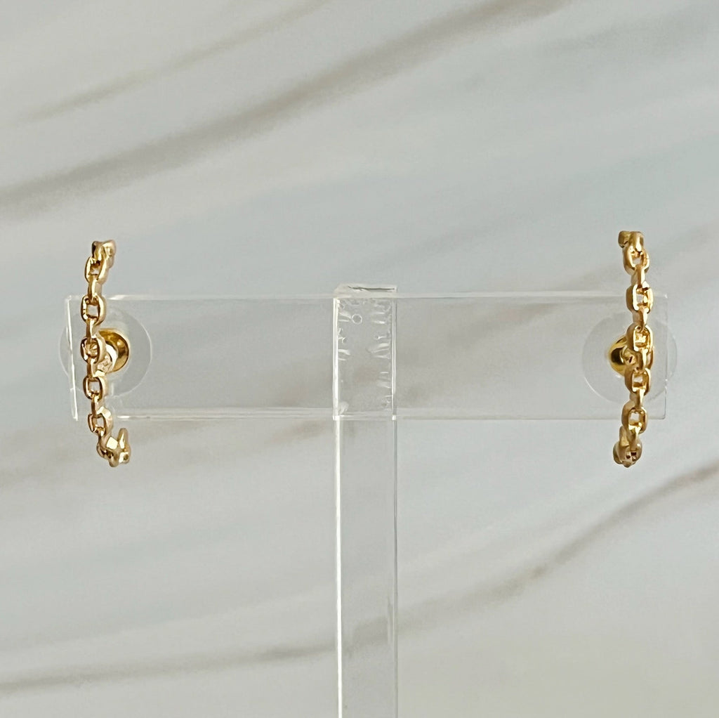Chain C Shape Post Earrings