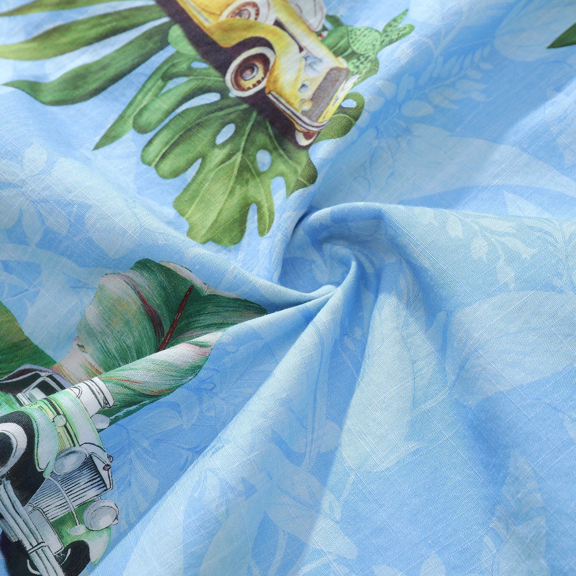 Hawaiian Shirt For Men Old-Fashioned Car Shirt Camp Collar 100% Cotton By Sylvia