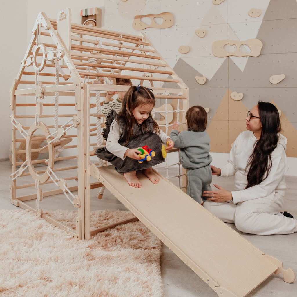 Wood and Hearts Wooden Toddler Climbing Playhouse, Ages 1–6 woodandhearts