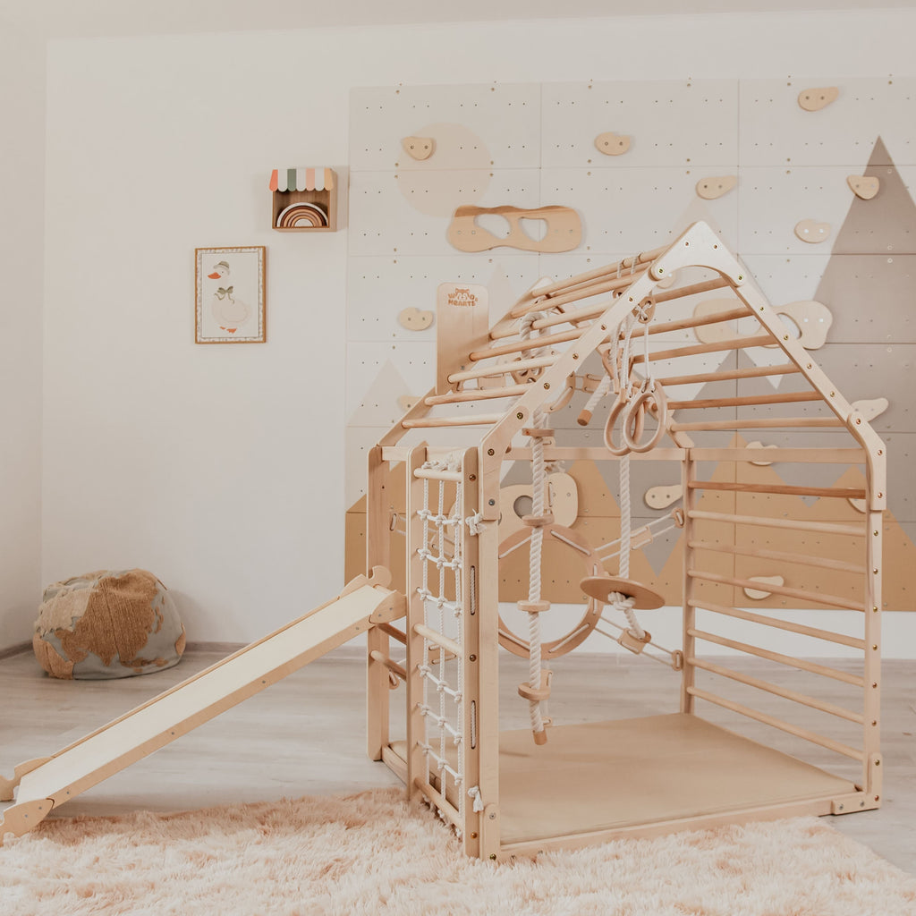 Wood and Hearts Wooden Toddler Climbing Playhouse, Ages 1–6 woodandhearts