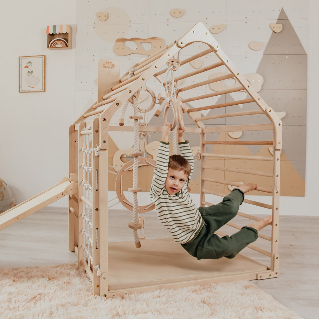 Wood and Hearts Wooden Toddler Climbing Playhouse, Ages 1–6 woodandhearts
