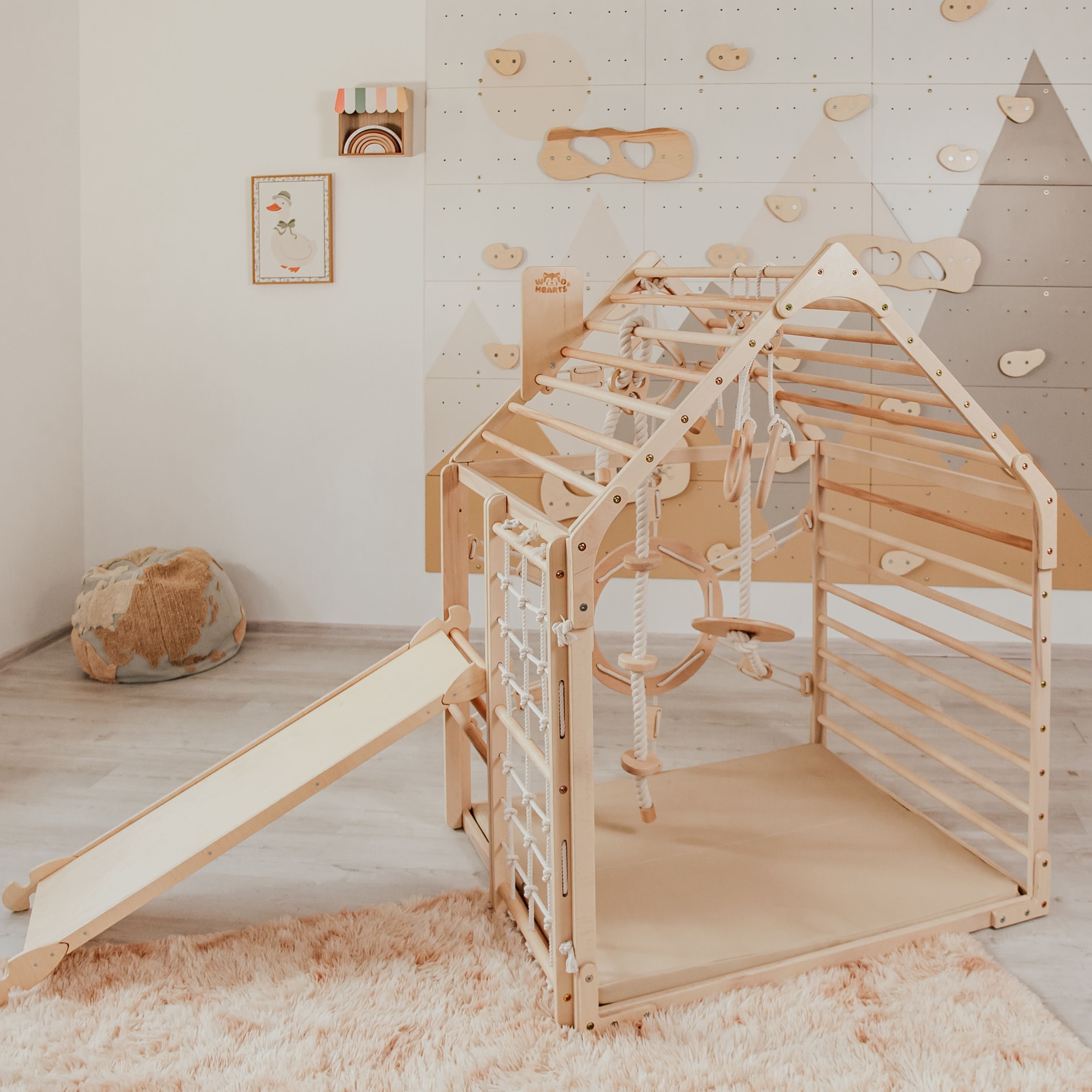 Wood and Hearts Wooden Toddler Climbing Playhouse, Ages 1–6 woodandhearts