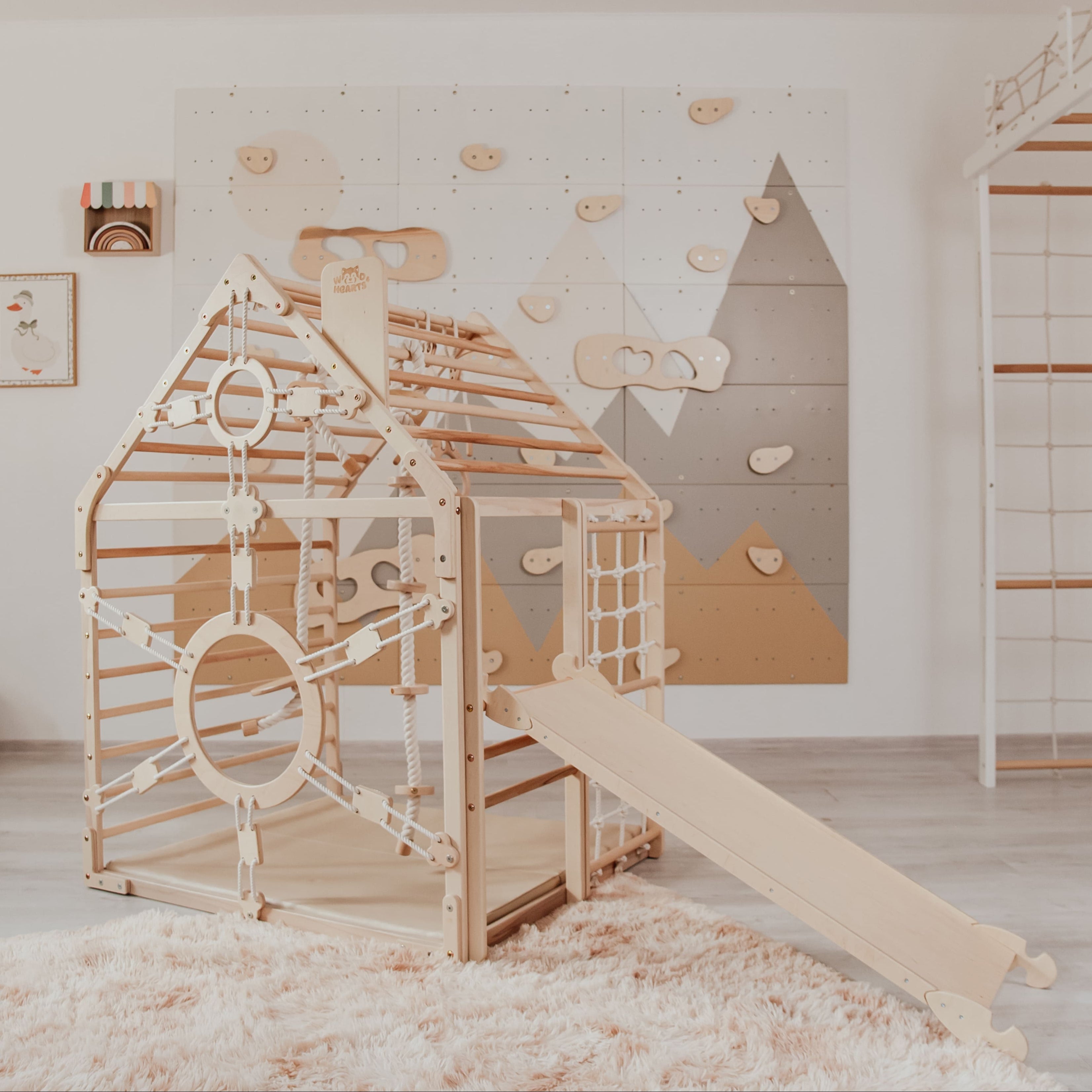 Wood and Hearts Wooden Toddler Climbing Playhouse, Ages 1–6 woodandhearts