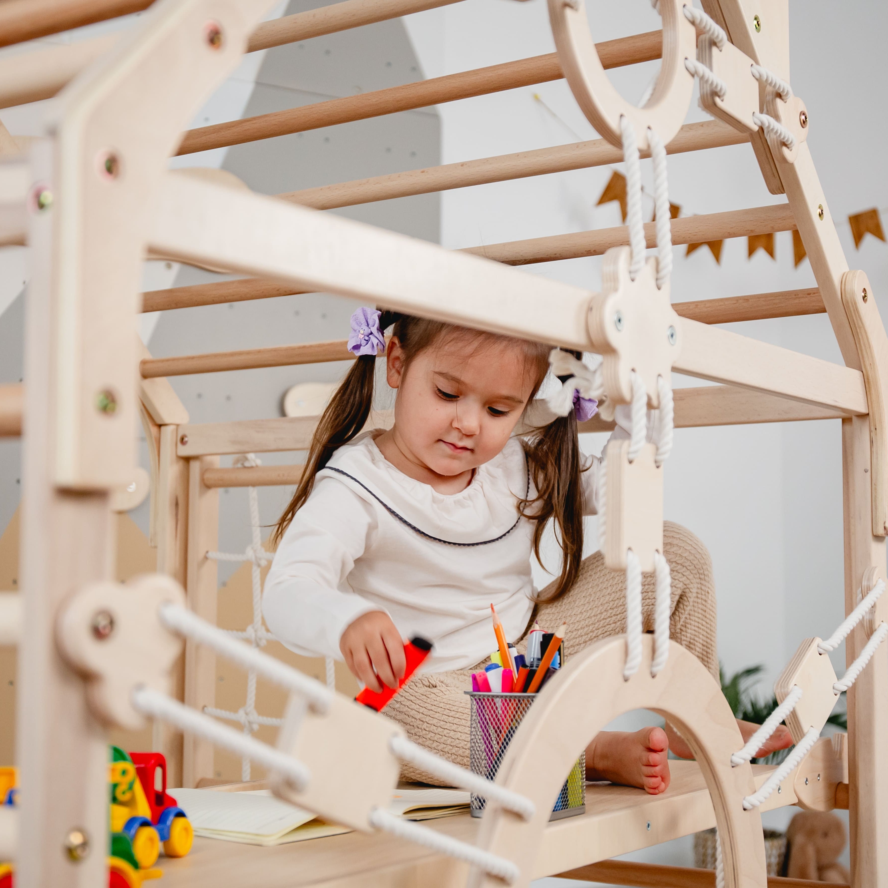 Wood and Hearts Wooden Toddler Climbing Playhouse, Ages 1–6 woodandhearts