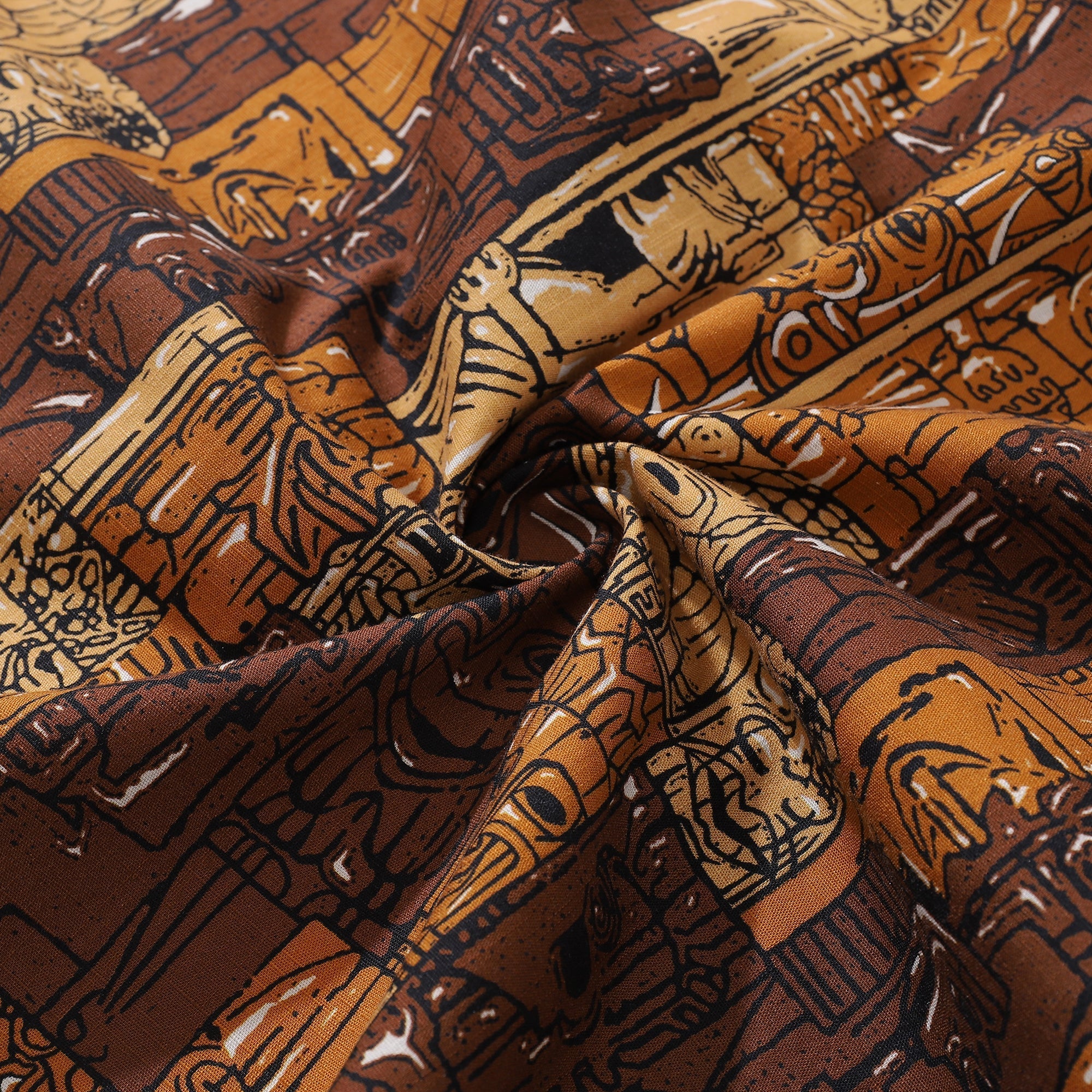 1940s Hawaiian Shirt For Men TIKI Print Cotton Button Down Short Sleeve Aloha Shirt By Sun