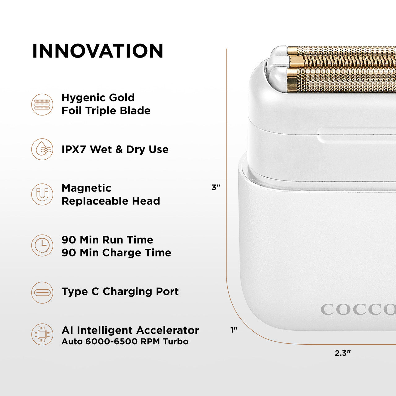 Impacto Micro Wet-Dry Shaver (White) Cocco Hair Professional