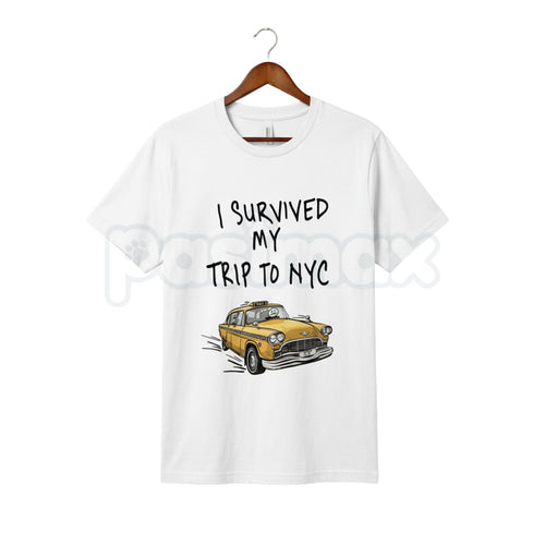 "I Survived My Trip To NYC" Funny T-Shirt – Retro New York City Souvenir Graphic Tee, Premium 100% Cotton Sarcastic Travel Top, Soft Lived-In Heavyweight Urban Humor, Made in USA Pasimax