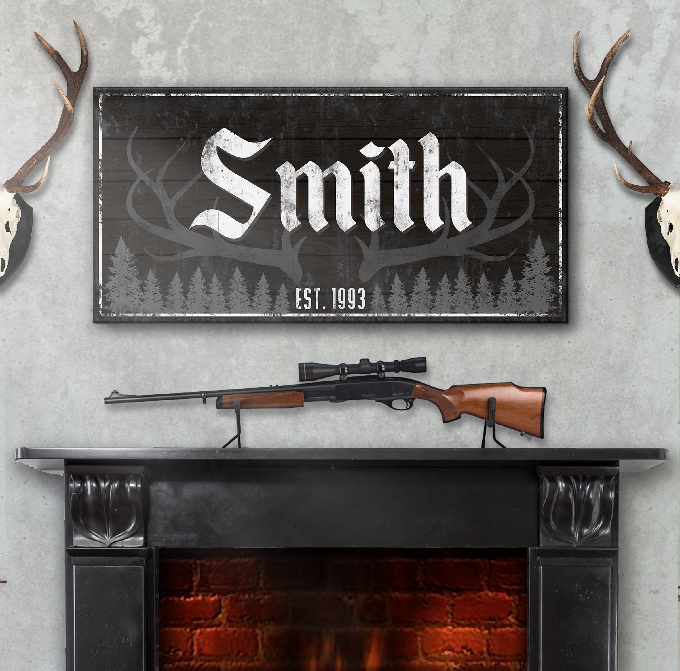Rustic Family Antler Sign III