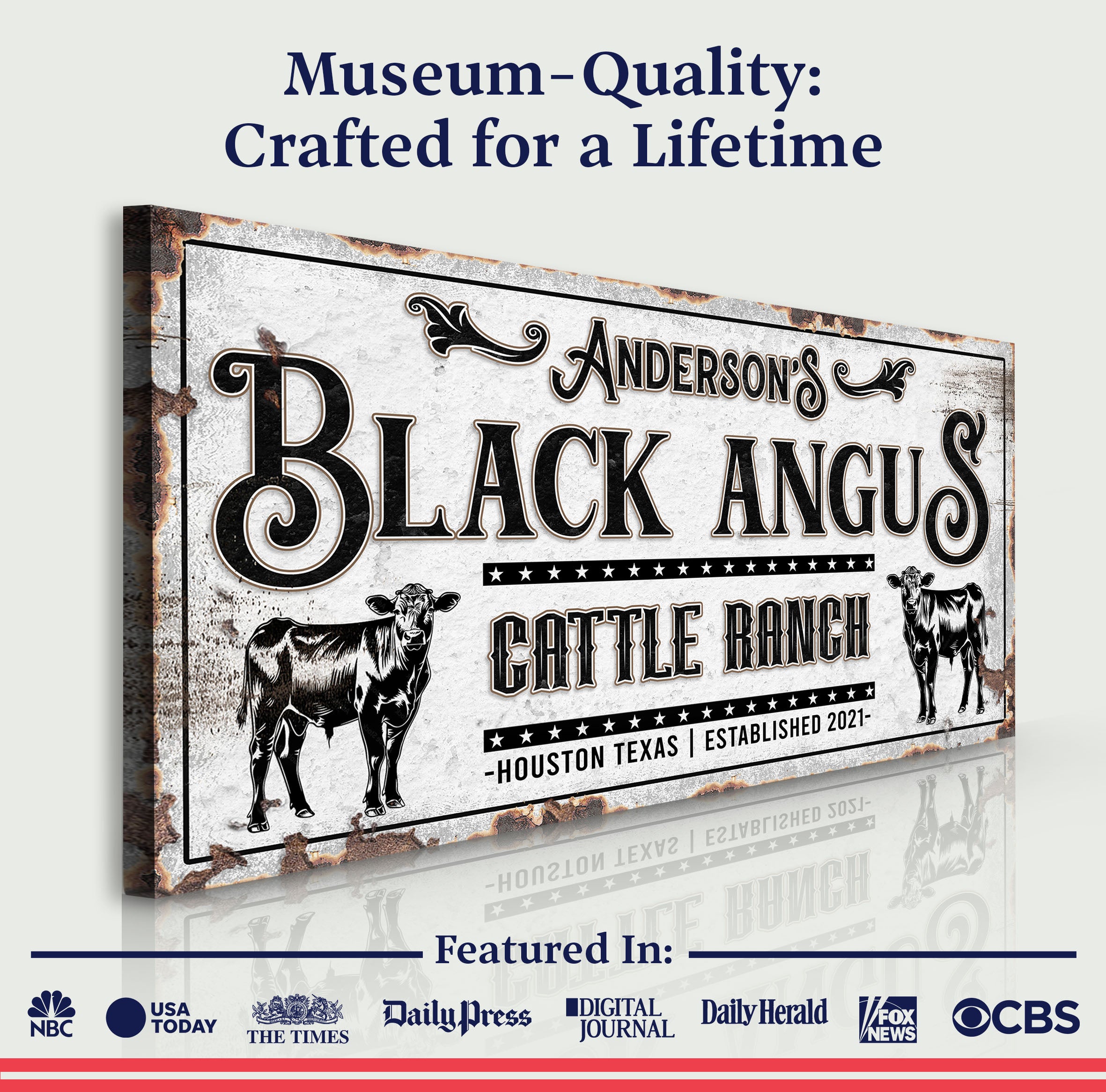 Personalized Black Angus Cattle Sign