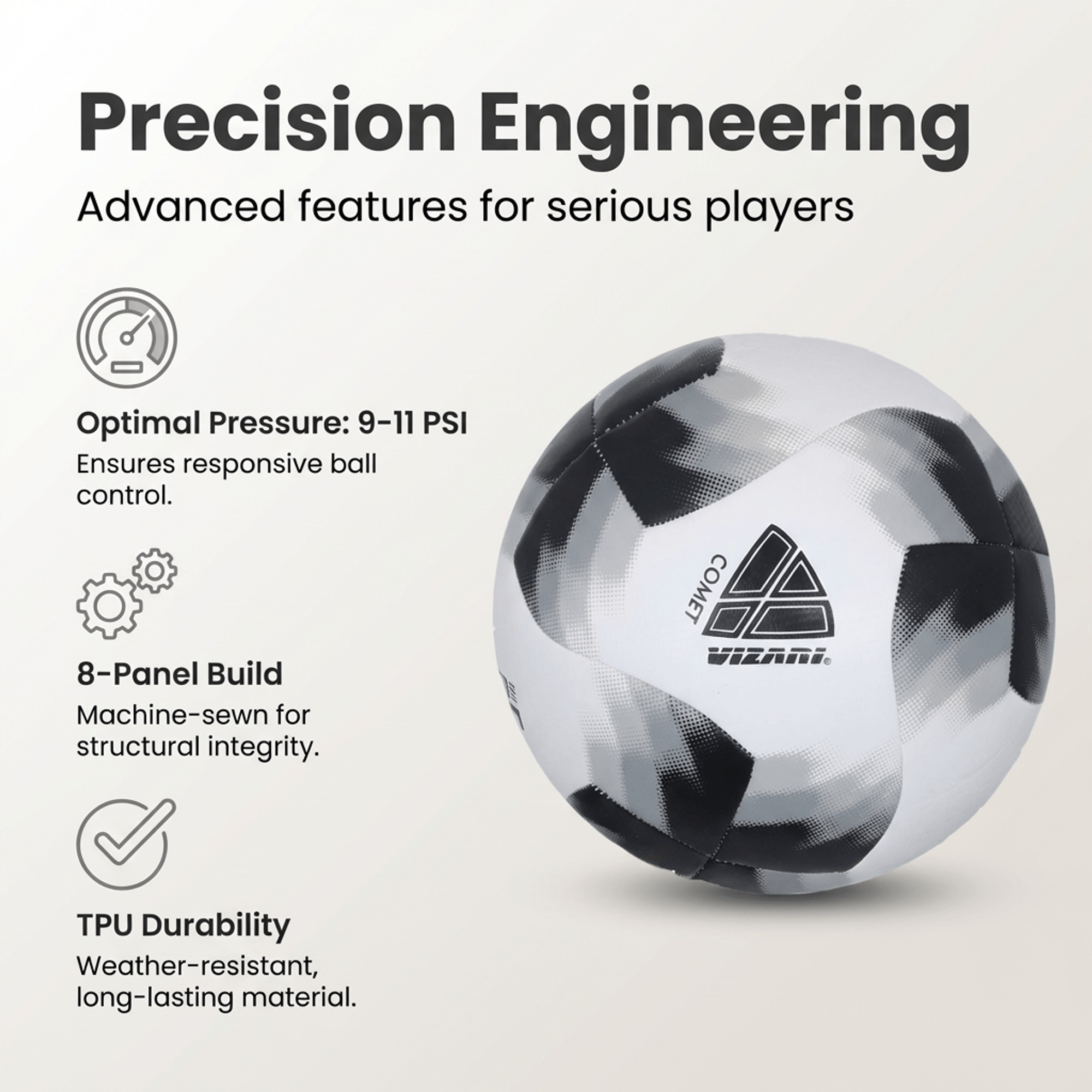 Comet Soccer Ball - Black Vizari Sports