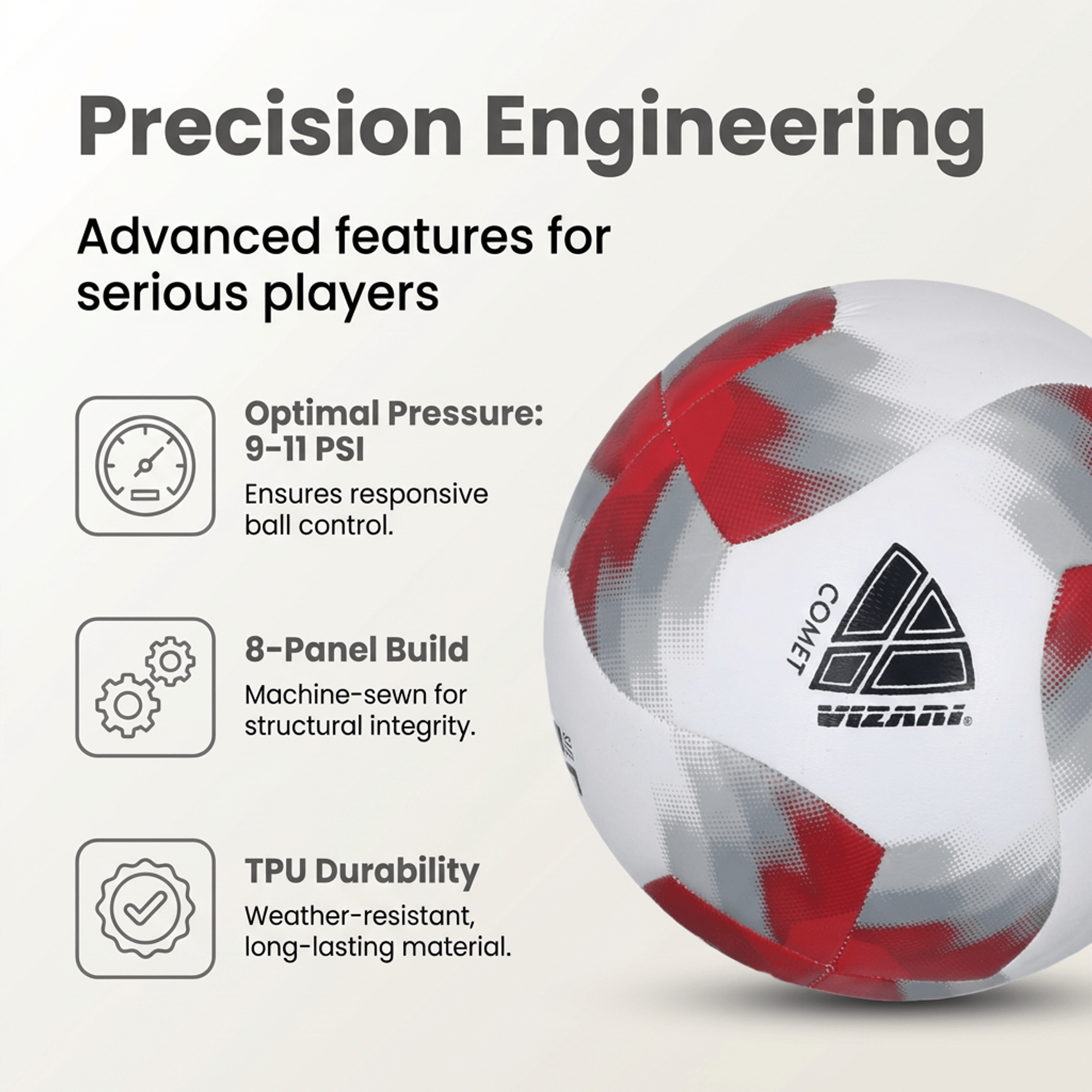 Comet Soccer Ball - Red Vizari Sports
