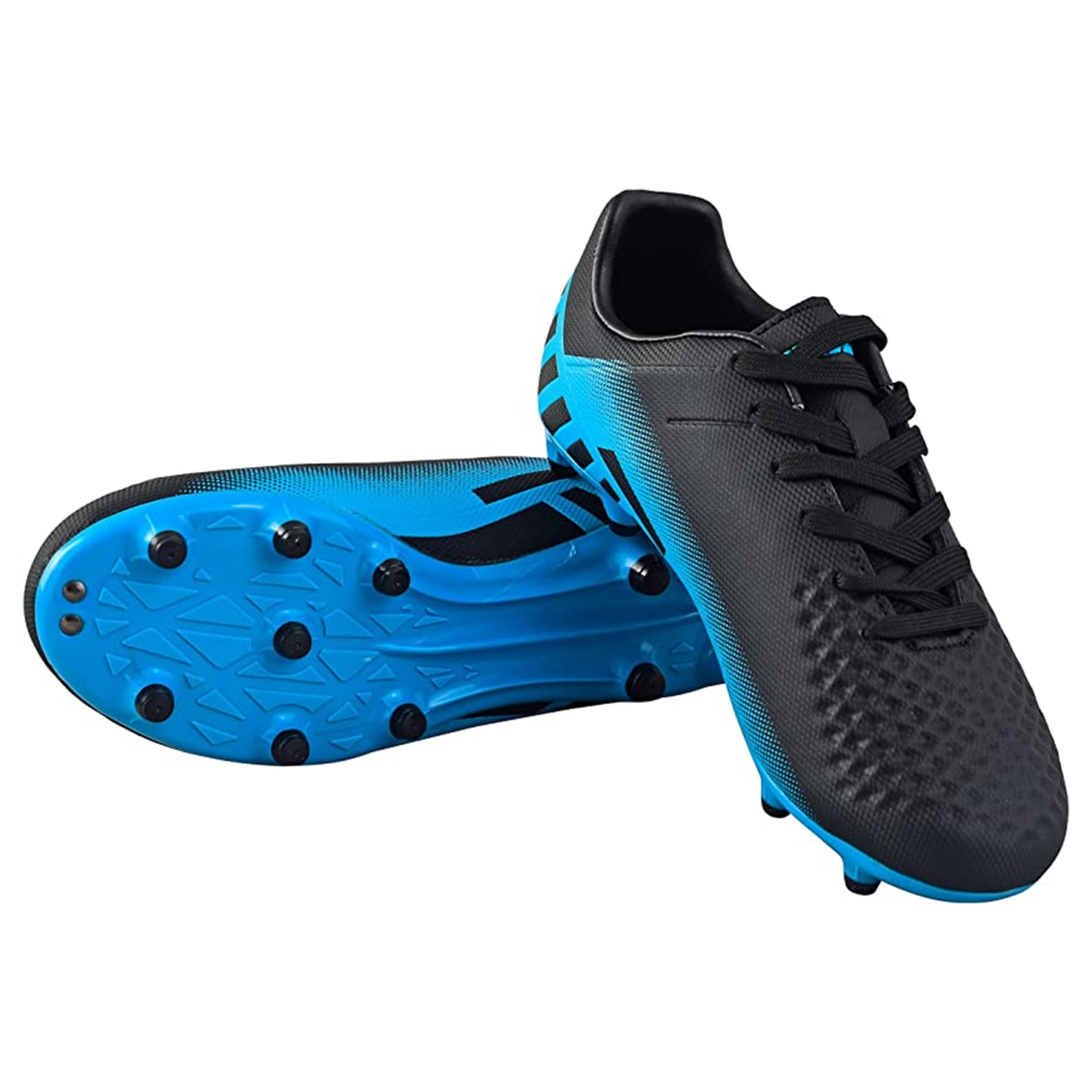 Santos Firm Ground Soccer Shoes -Black/Sky Blue Vizari Sports