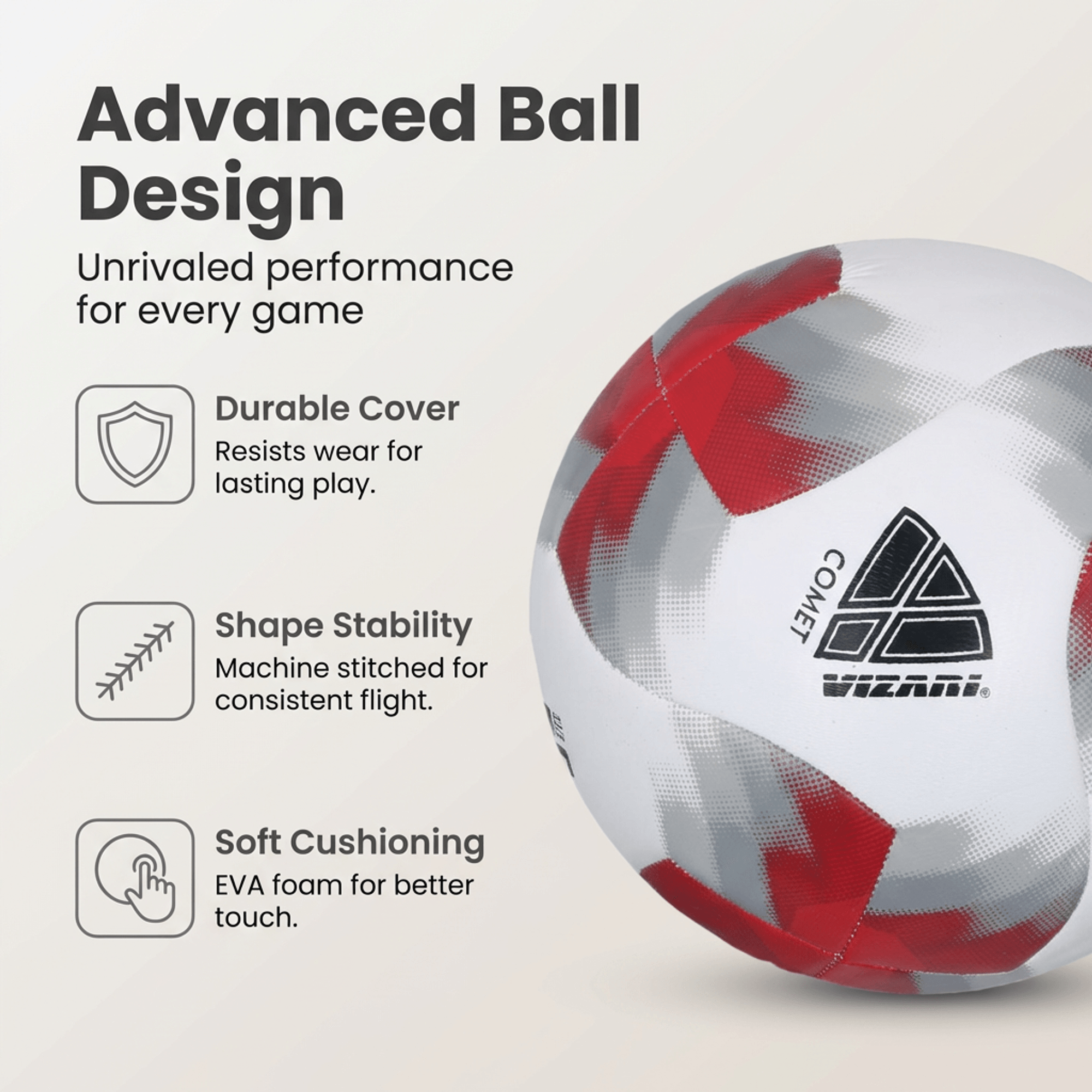 Comet Soccer Ball - Red Vizari Sports