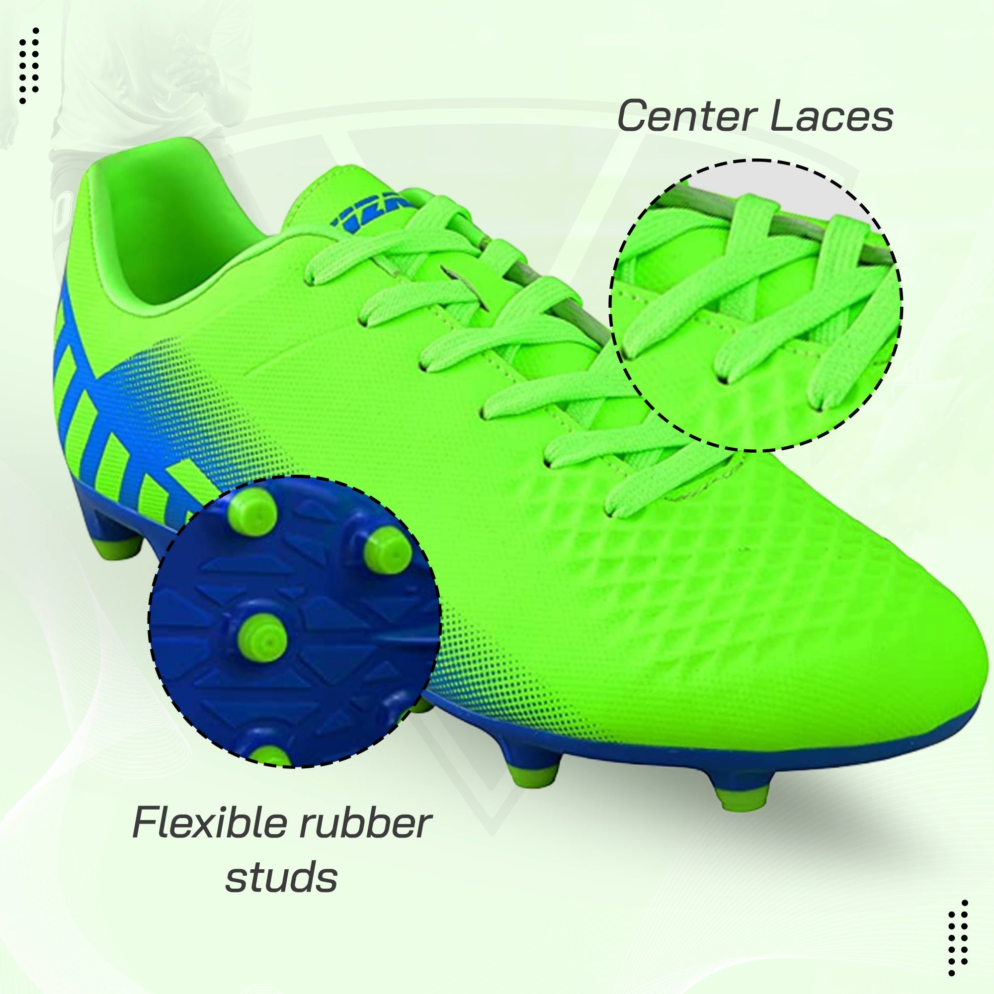 Santos Firm Ground Soccer Shoes -Green/Blue Vizari Sports