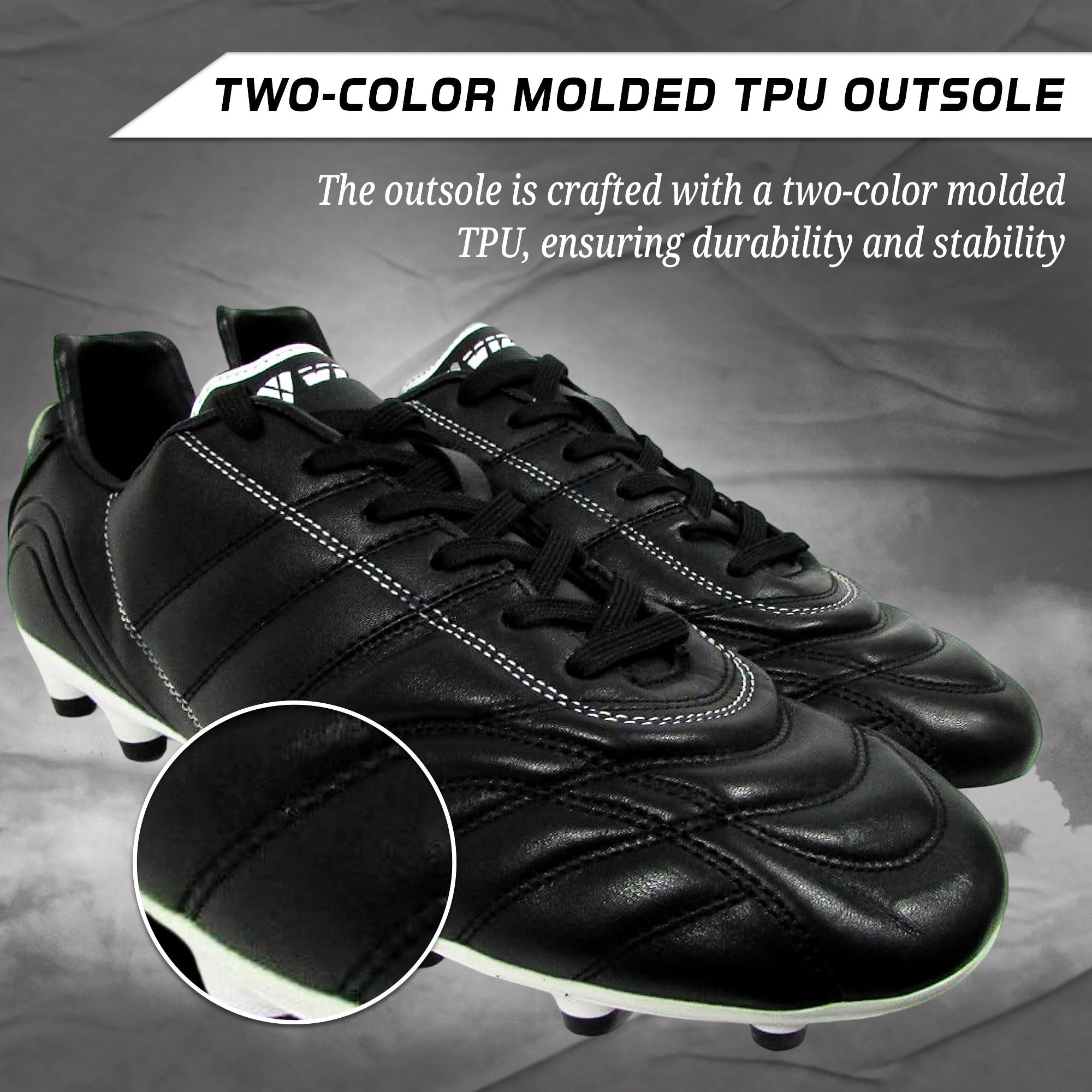 Classico Firm Ground Soccer Shoes -Black/White Vizari Sports