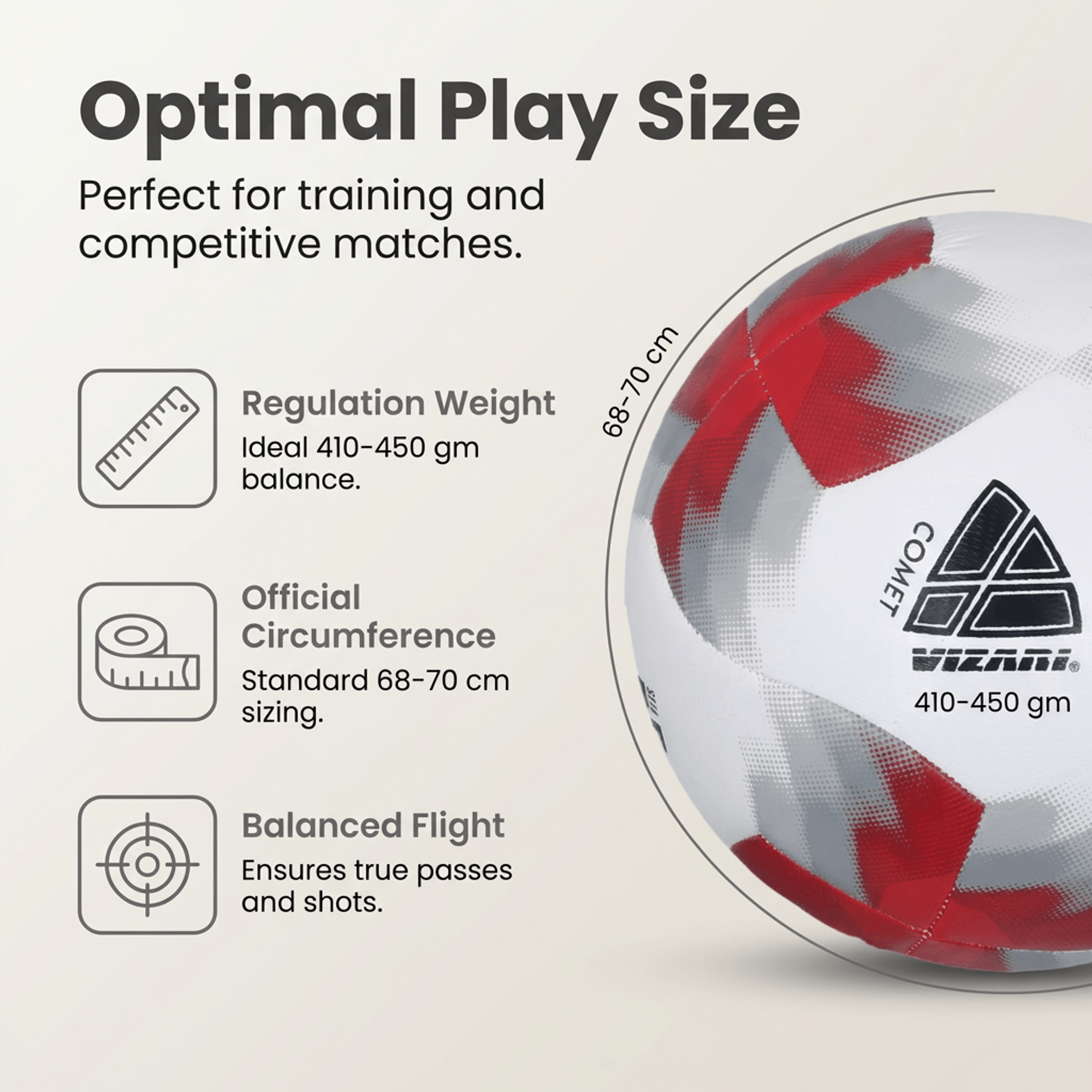 Comet Soccer Ball - Red Vizari Sports