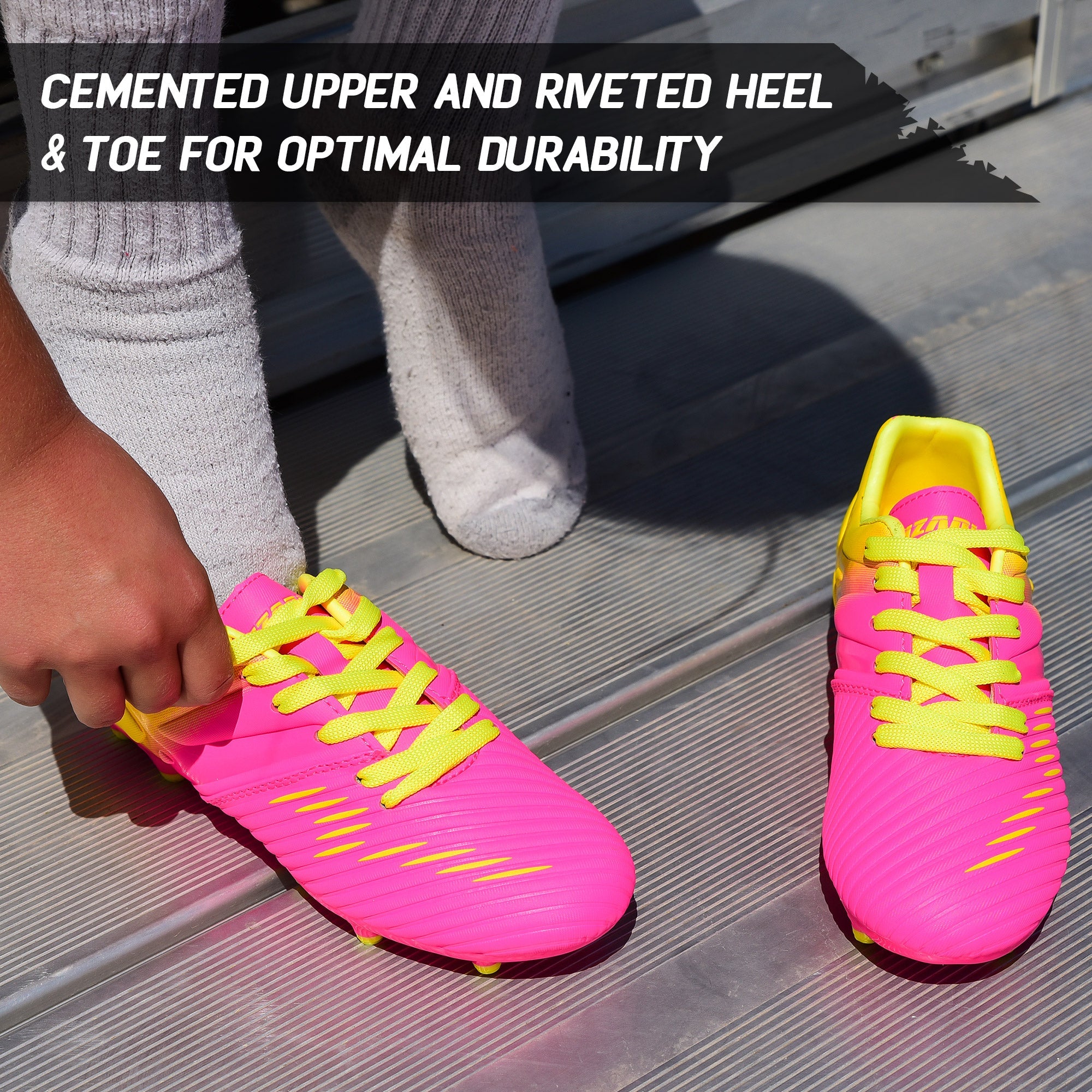 Vizari Liga Kids Firm Ground (FG) Soccer Cleats – Pink/Yellow, Youth Sizes 8C–6Y Under $30