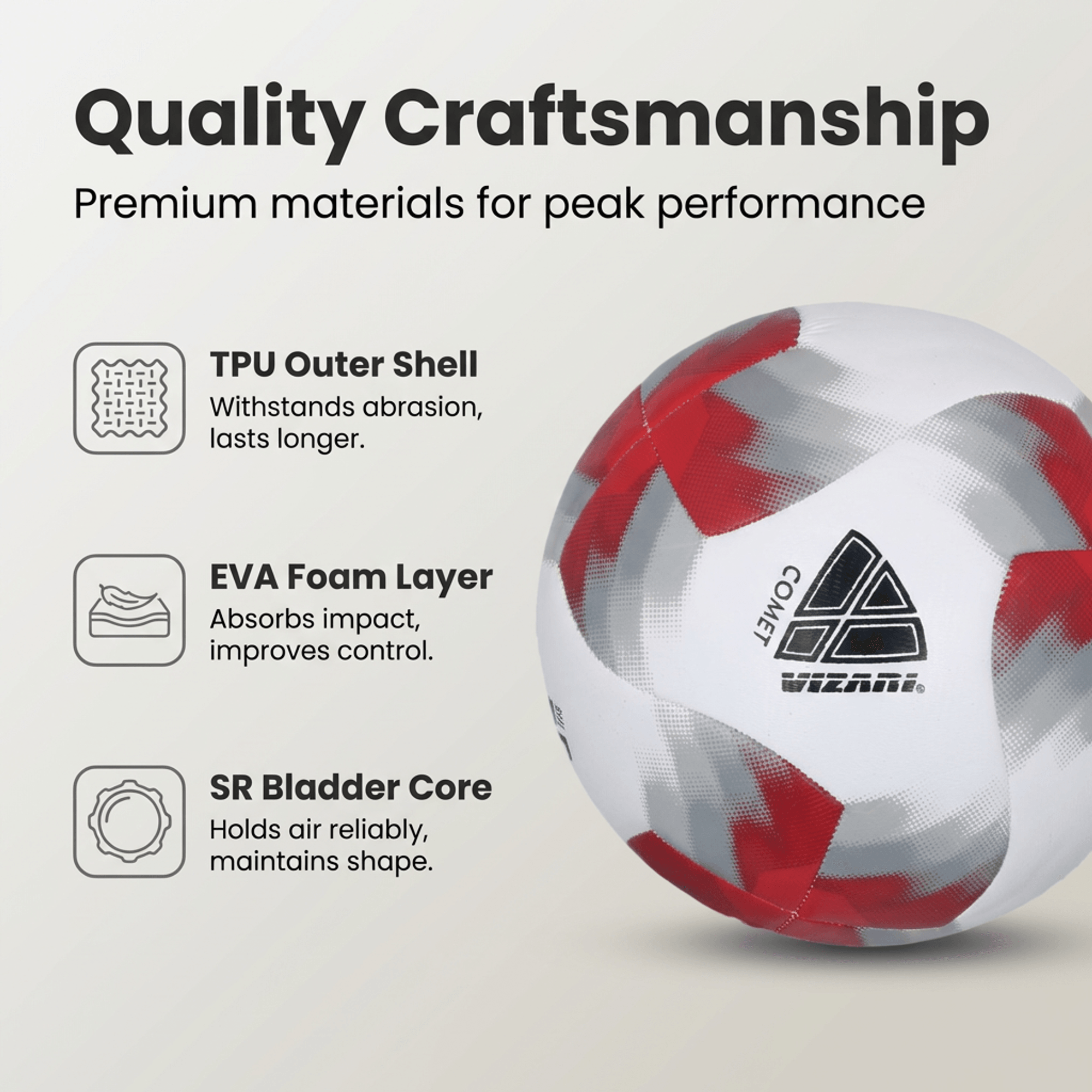 Comet Soccer Ball - Red Vizari Sports