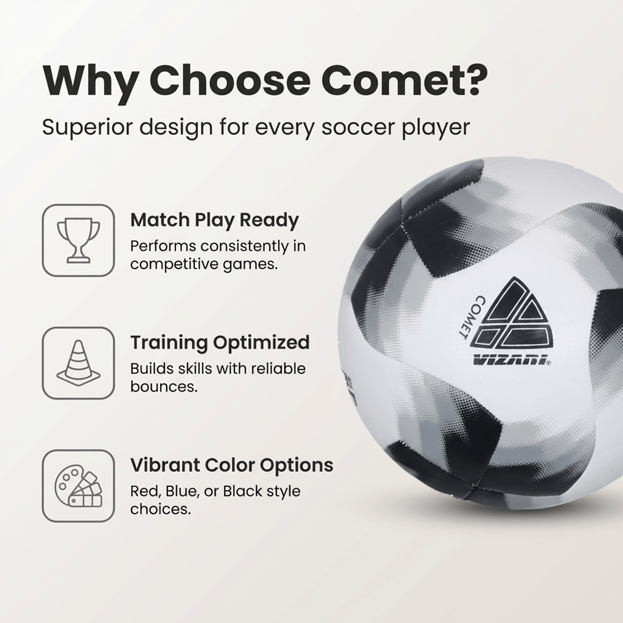 Comet Soccer Ball - Black Vizari Sports