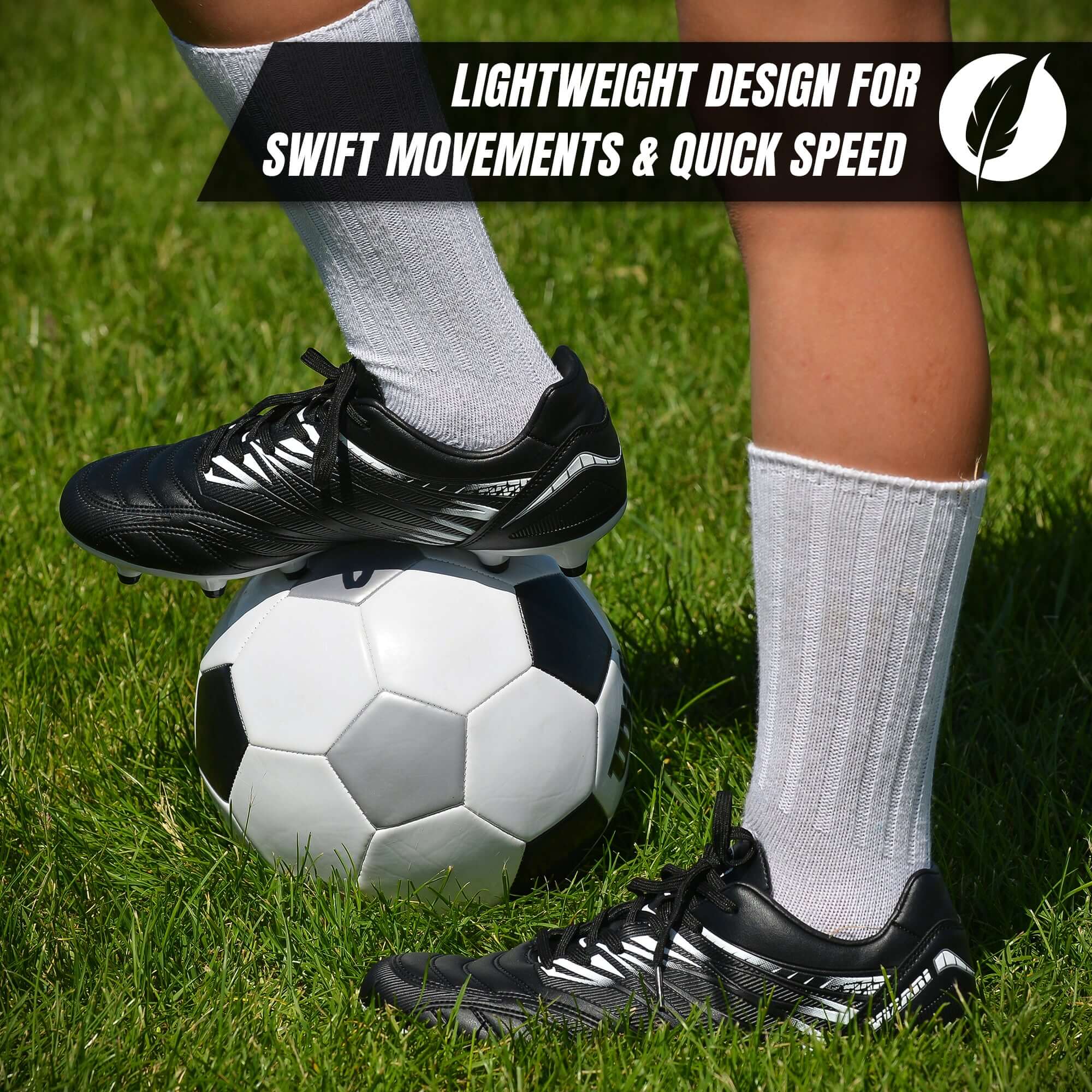 Valencia Firm Ground Soccer Cleats - Black/White Vizari Sports