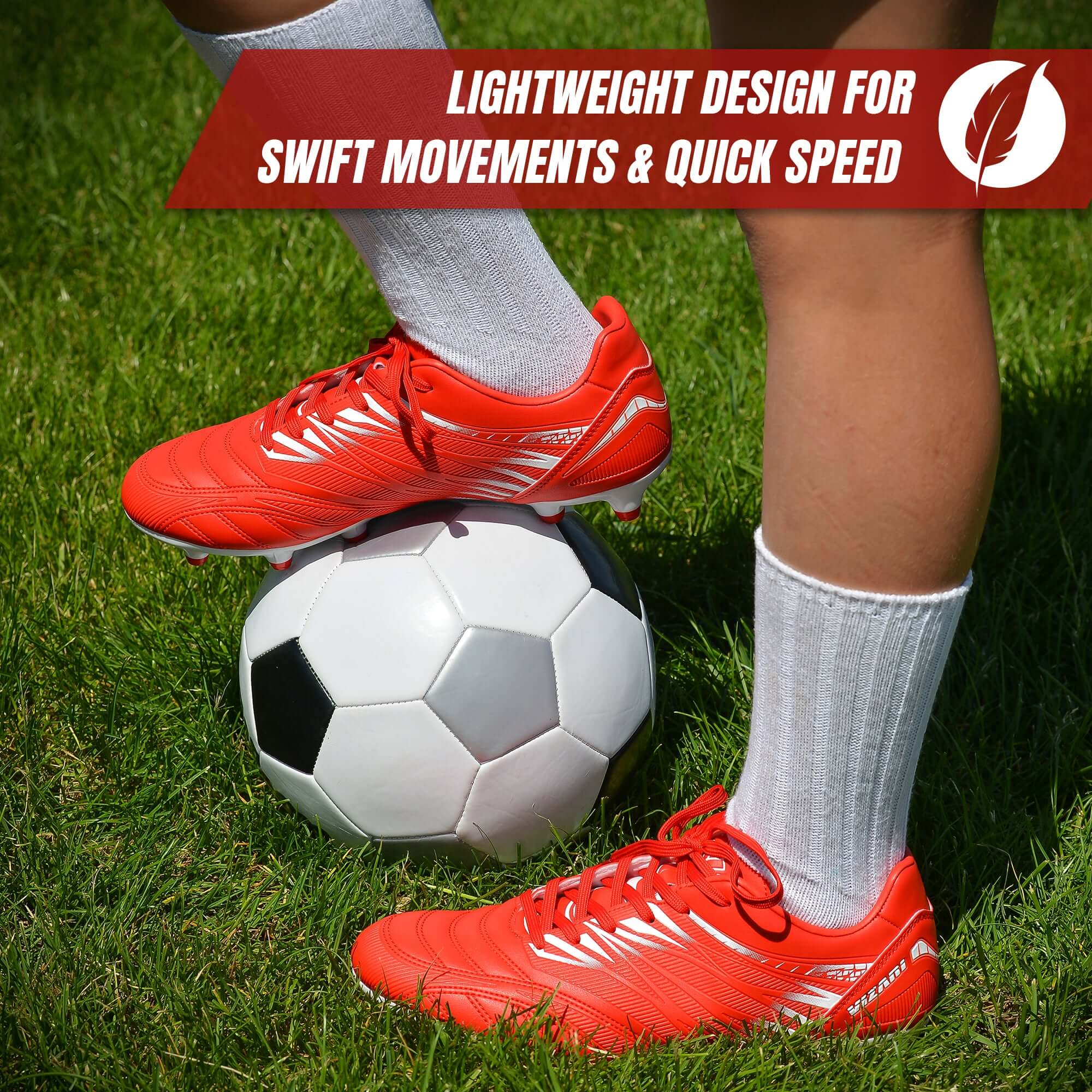 Valencia Firm Ground Soccer Cleats - Red/White Vizari Sports