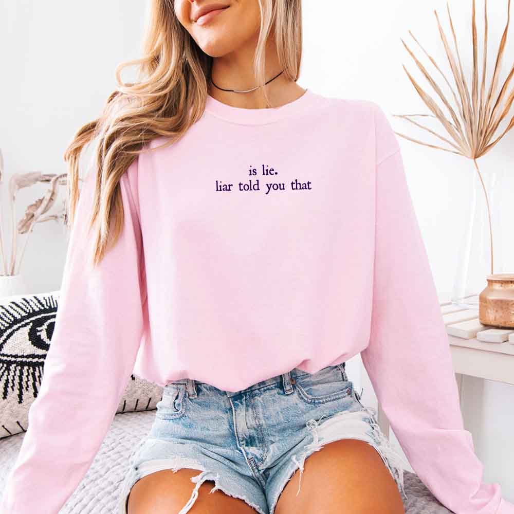 Is Lie, Liar Told You That Comfort Colors Long Sleeve – Hockey Romance BookTok Shirt Adorb Custom Tees