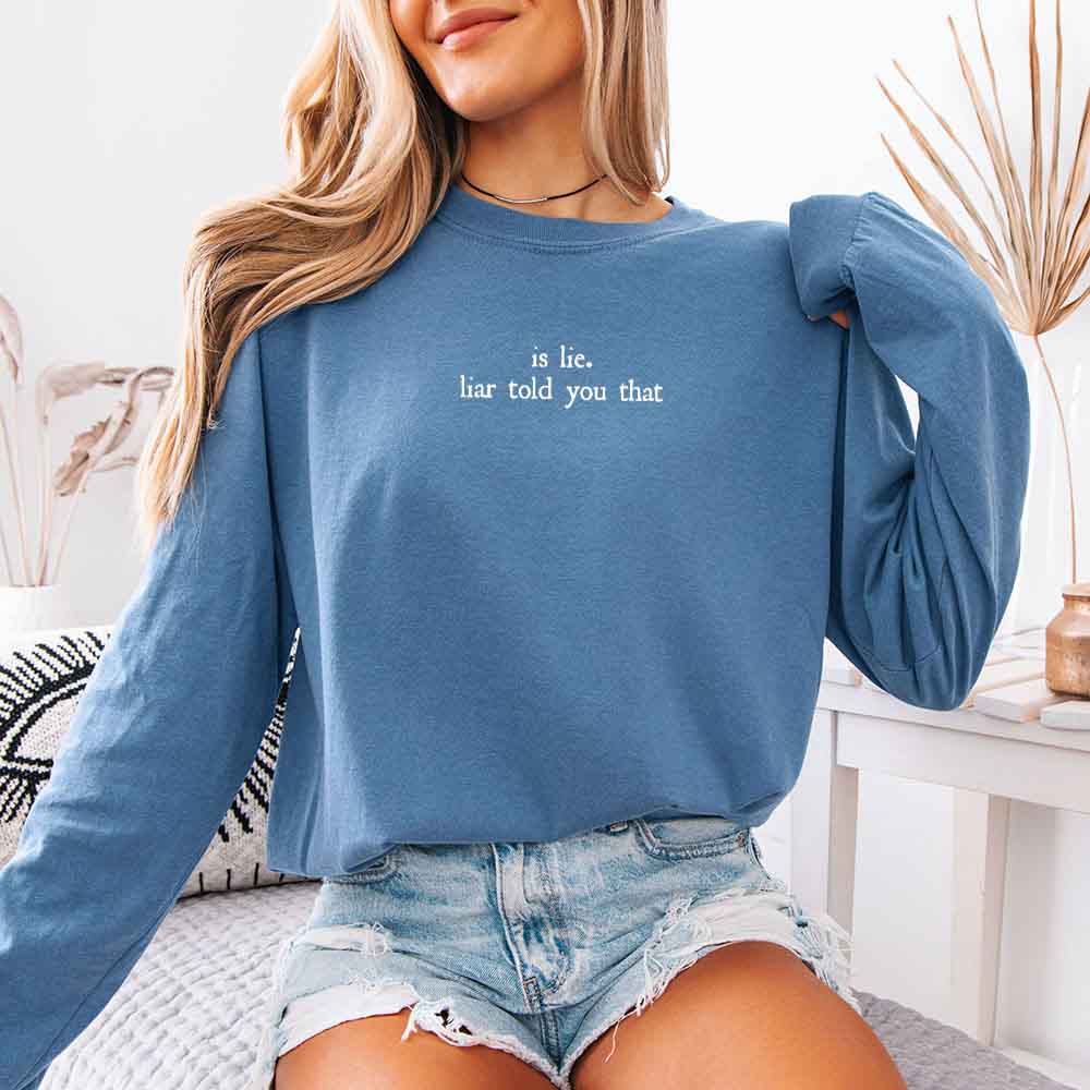 Is Lie, Liar Told You That Comfort Colors Long Sleeve – Hockey Romance BookTok Shirt Adorb Custom Tees