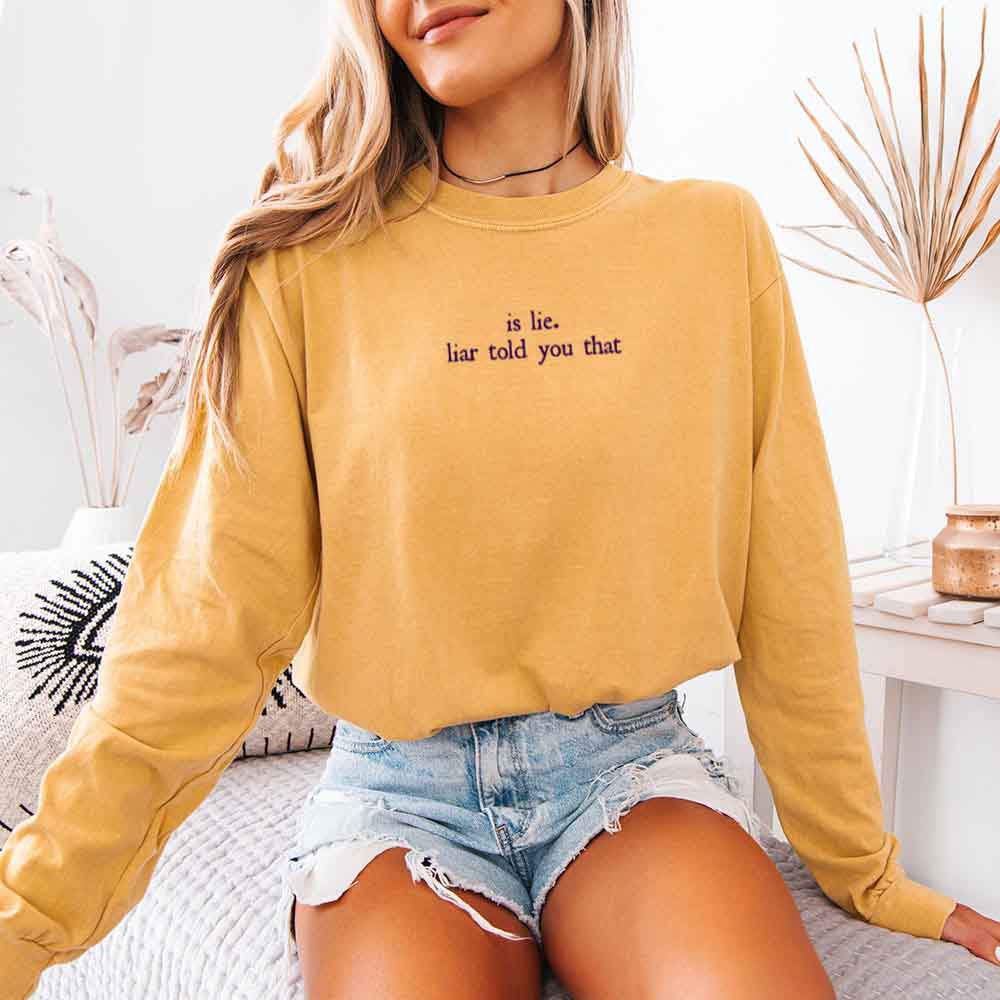 Is Lie, Liar Told You That Comfort Colors Long Sleeve – Hockey Romance BookTok Shirt Adorb Custom Tees