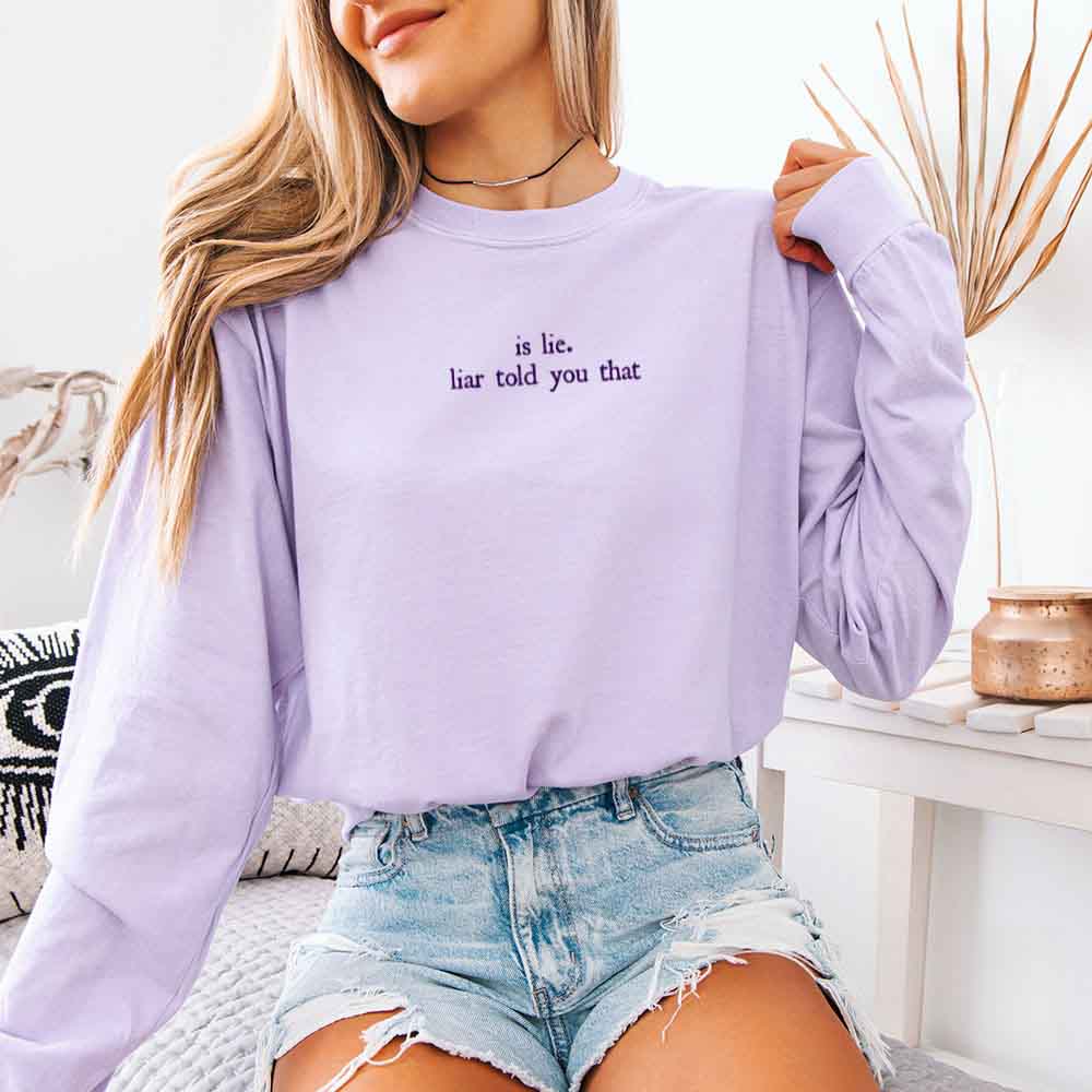 Is Lie, Liar Told You That Comfort Colors Long Sleeve – Hockey Romance BookTok Shirt Adorb Custom Tees