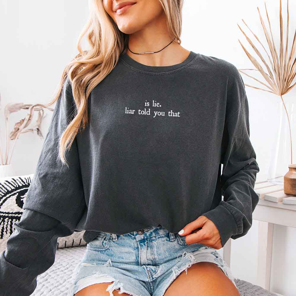 Is Lie, Liar Told You That Comfort Colors Long Sleeve – Hockey Romance BookTok Shirt Adorb Custom Tees