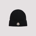 MONCLER Cotton Beanie Hat with Logo Patch