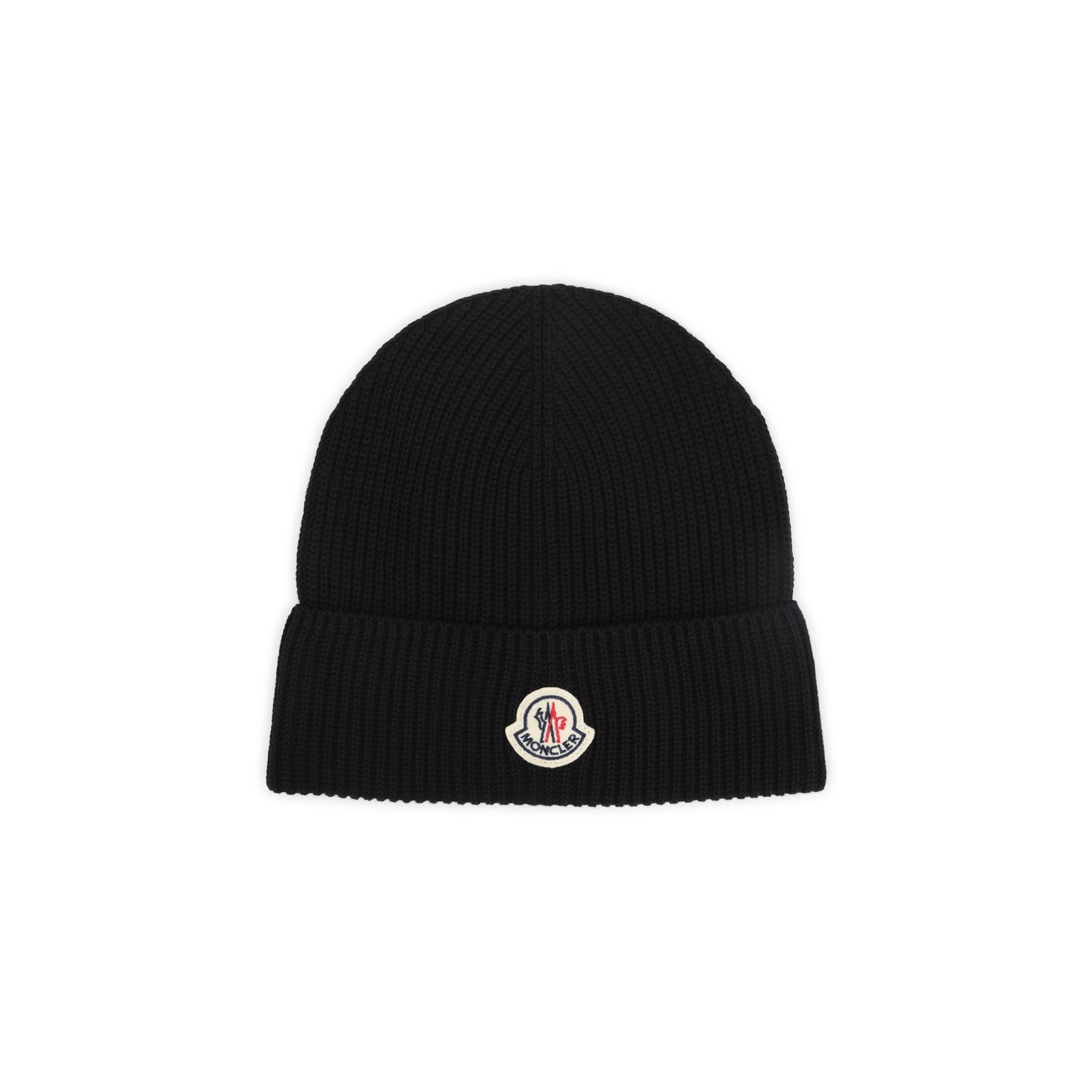 MONCLER Cotton Beanie Hat with Logo Patch