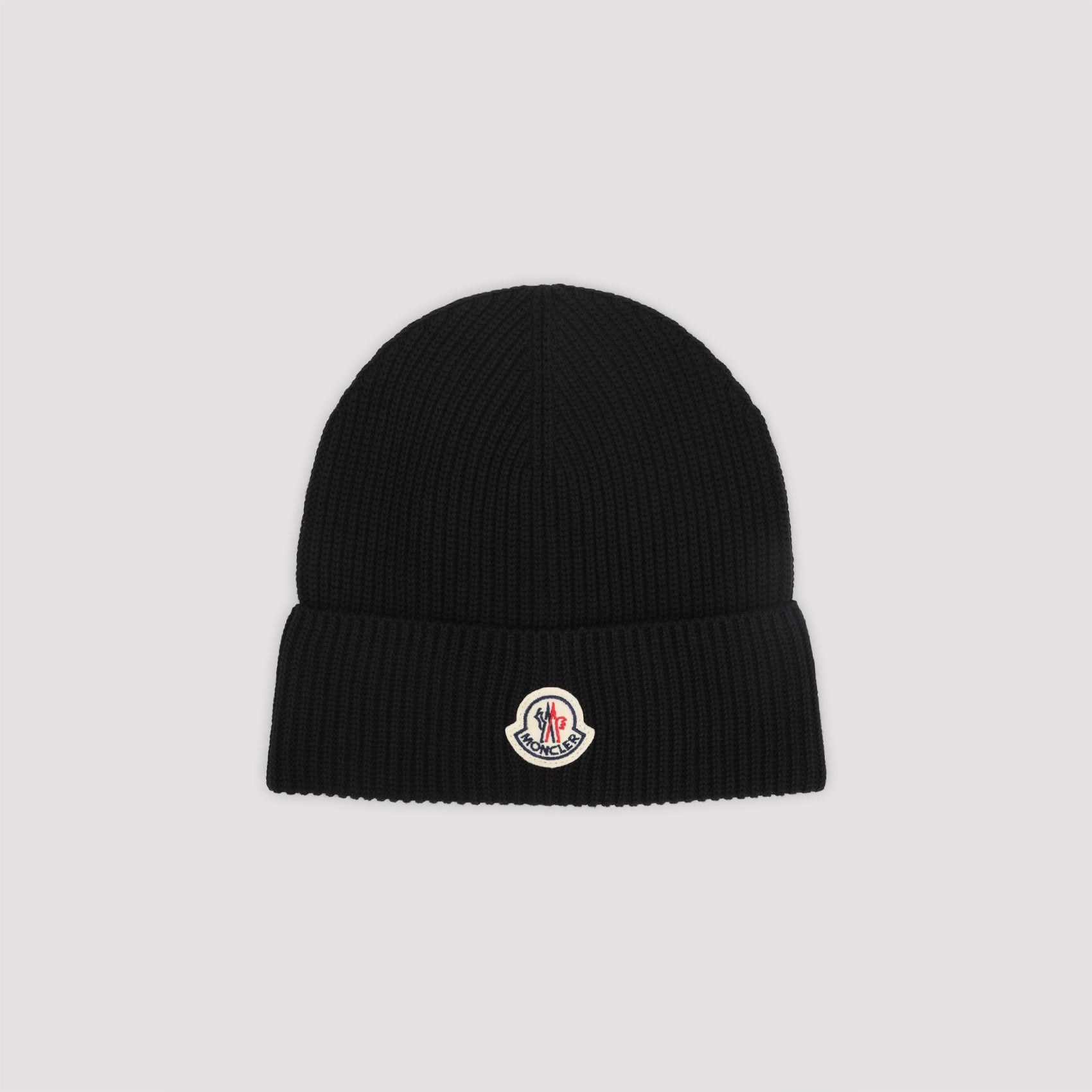 MONCLER Cotton Beanie Hat with Logo Patch