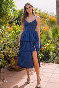 Maeve Corset Midi Dress - Navy Satin