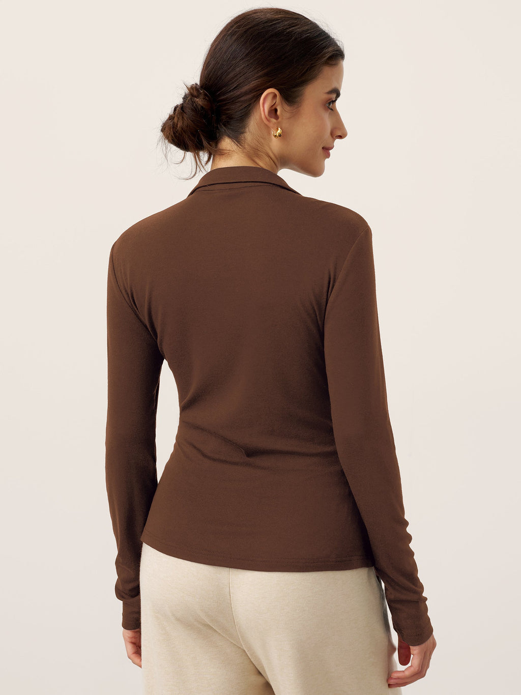 Wool Asymmetric Side Ruched Stretch Top BRIONY LINTICO