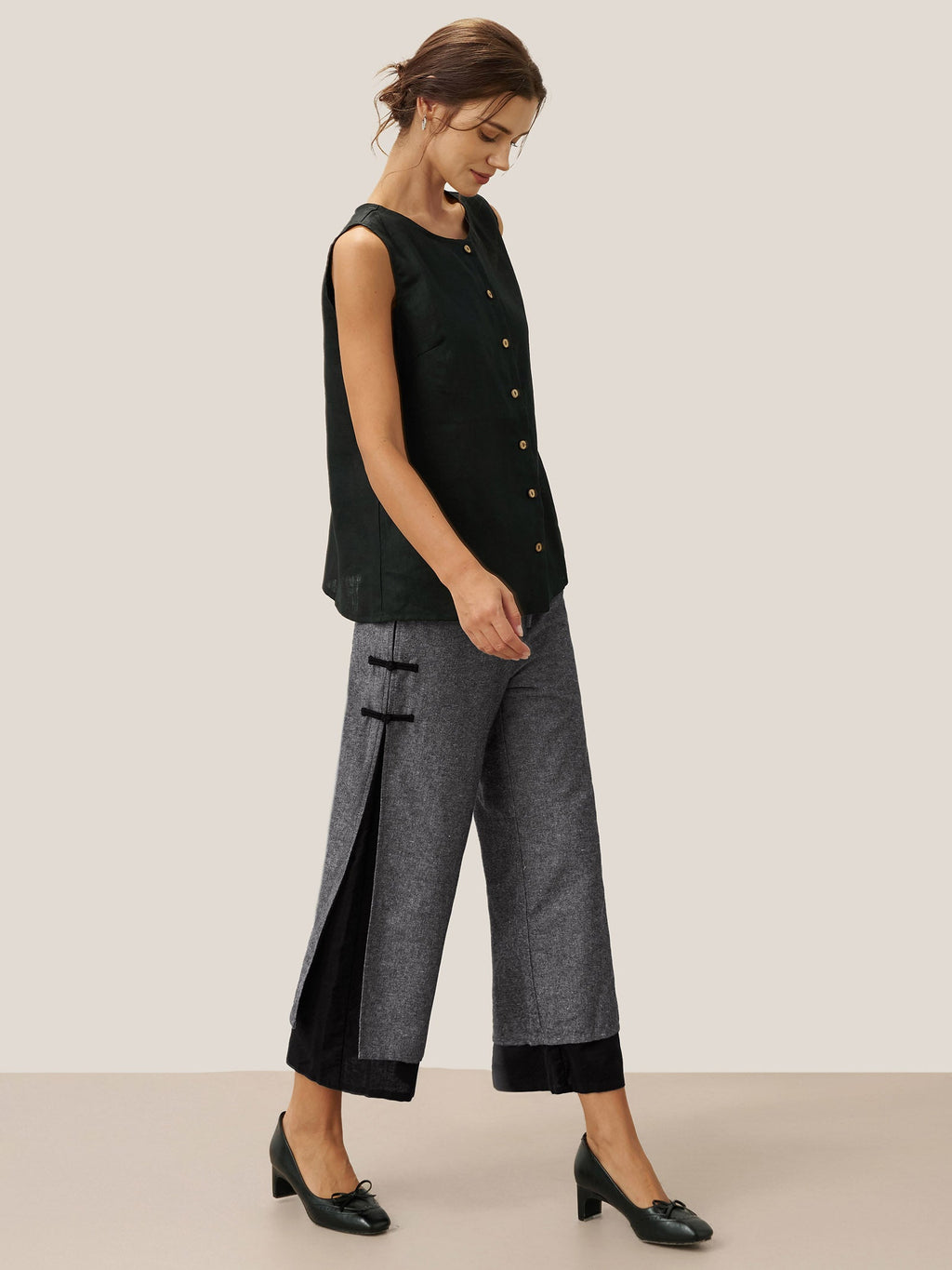 Linen Double Layer Handmade Capri Pants STELLA LINTICO