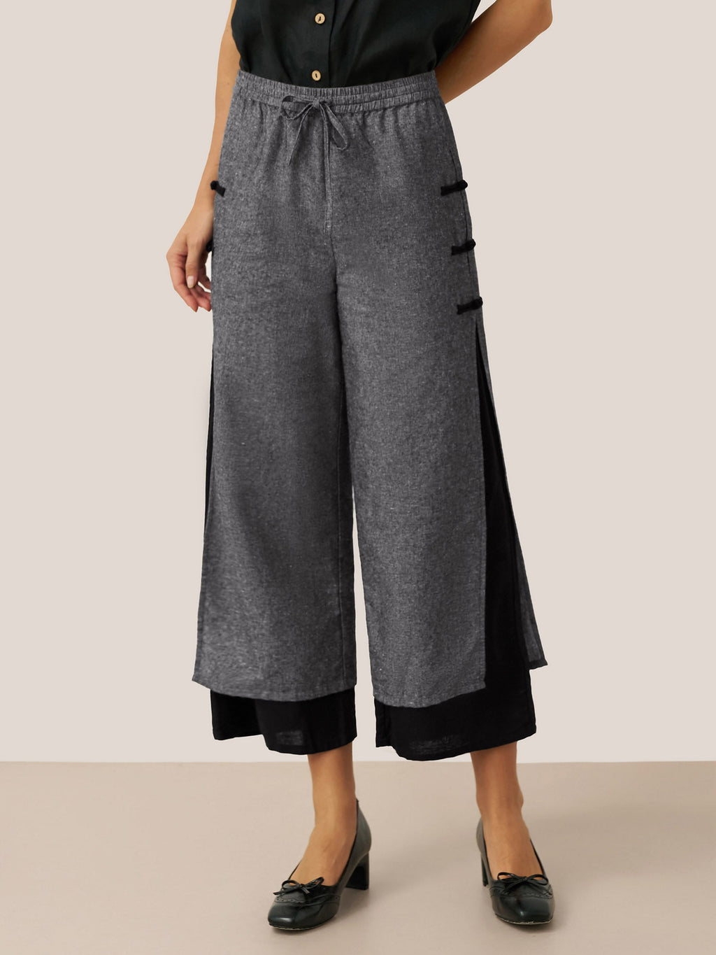 Linen Double Layer Handmade Capri Pants STELLA LINTICO