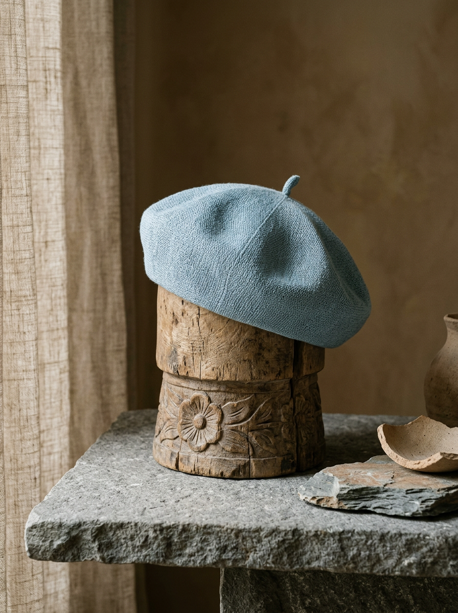 Linen Knit Beret Hat for Women Lightweight Breathable Summer Artist Cap LINTICO