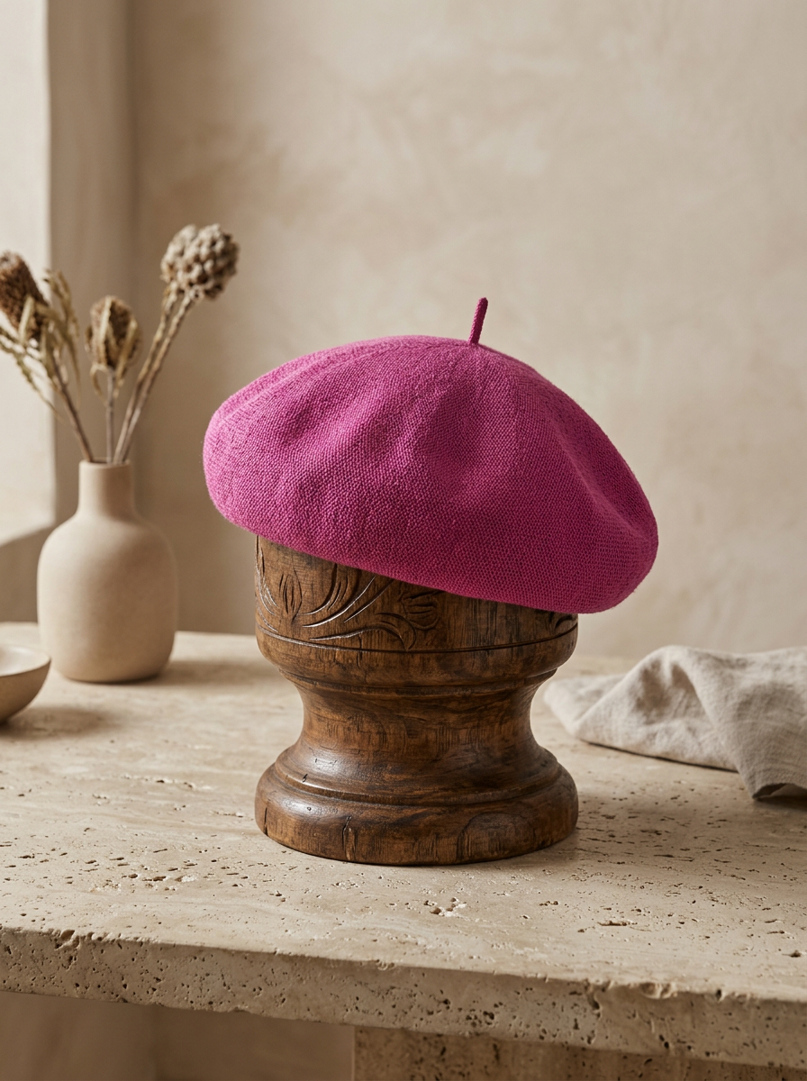 Linen Knit Beret Hat for Women Lightweight Breathable Summer Artist Cap LINTICO