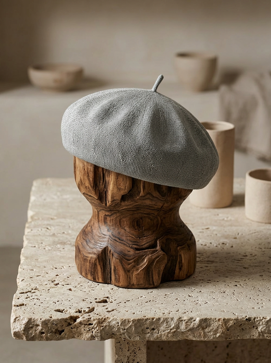 Linen Knit Beret Hat for Women Lightweight Breathable Summer Artist Cap LINTICO