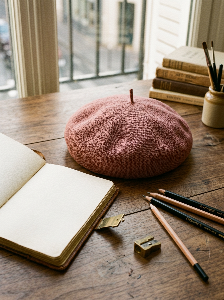 Linen Knit Beret Hat for Women Lightweight Breathable Summer Artist Cap LINTICO