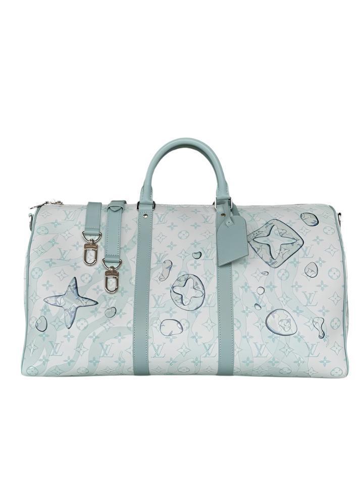 Louis Vuitton White & Blue Aquagarden Monogram Keepall 50 Banlieue91