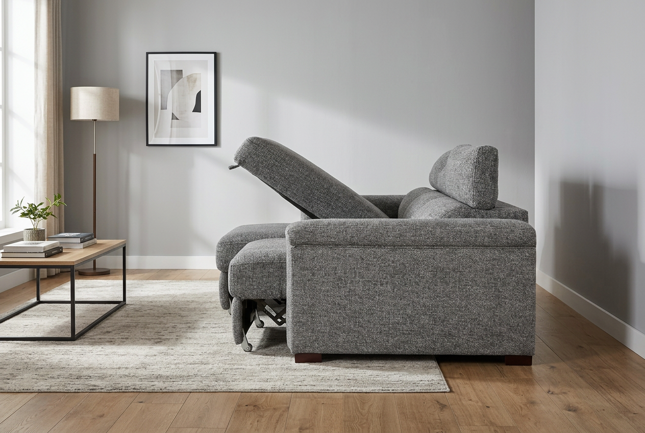 Lucious Gray Double Slider Power Sectional Sofa w/ Storage LAF Chaise Ornate Furniture