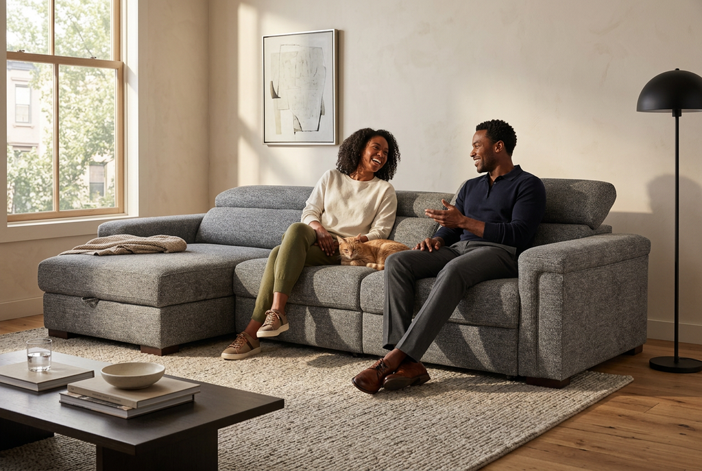 Lucious Gray Double Slider Power Sectional Sofa w/ Storage LAF Chaise Ornate Furniture